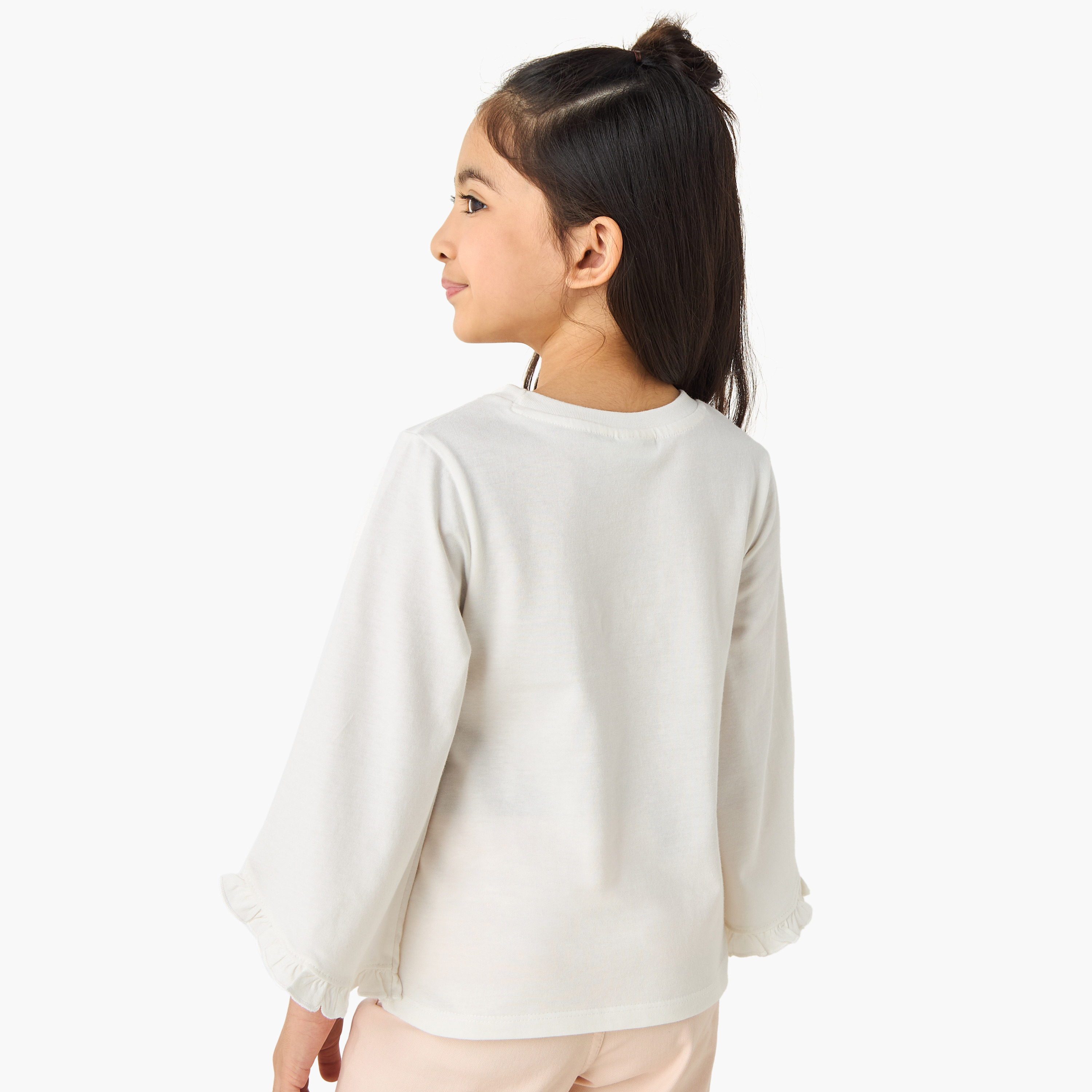 Lee Cooper Girls Crew Neck T-shirt with Ruffles - Cotton - Long Sleeves-girls-clothing-tshirts-image-3