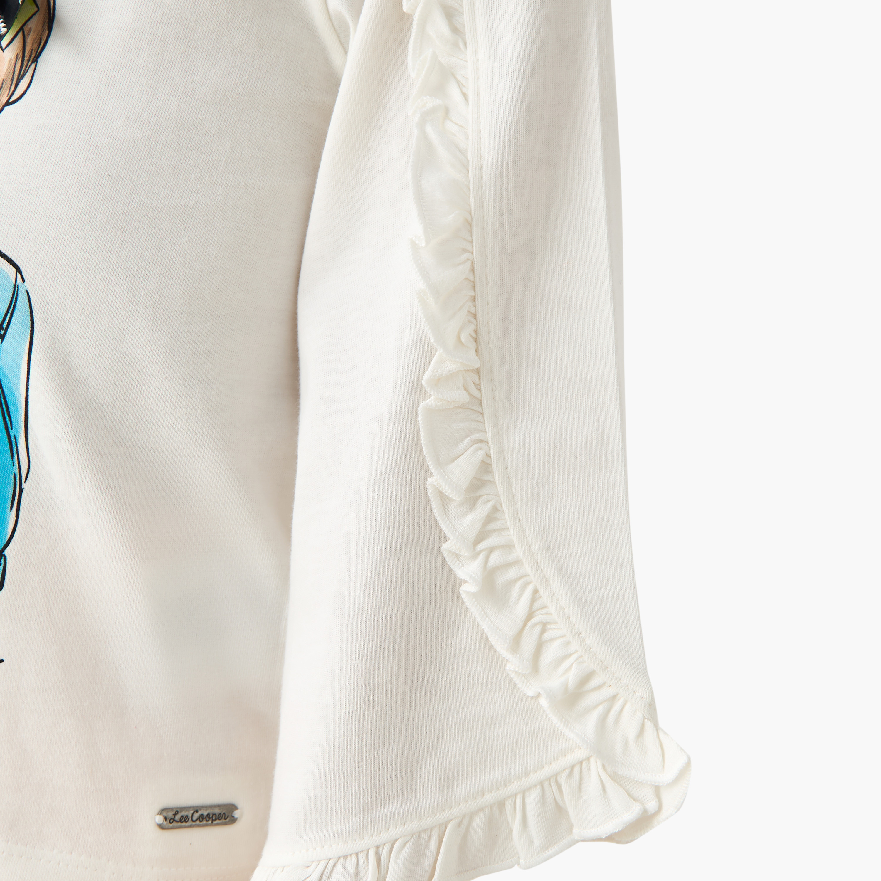 Lee Cooper Girls Crew Neck T-shirt with Ruffles - Cotton - Long Sleeves-girls-clothing-tshirts-image-4