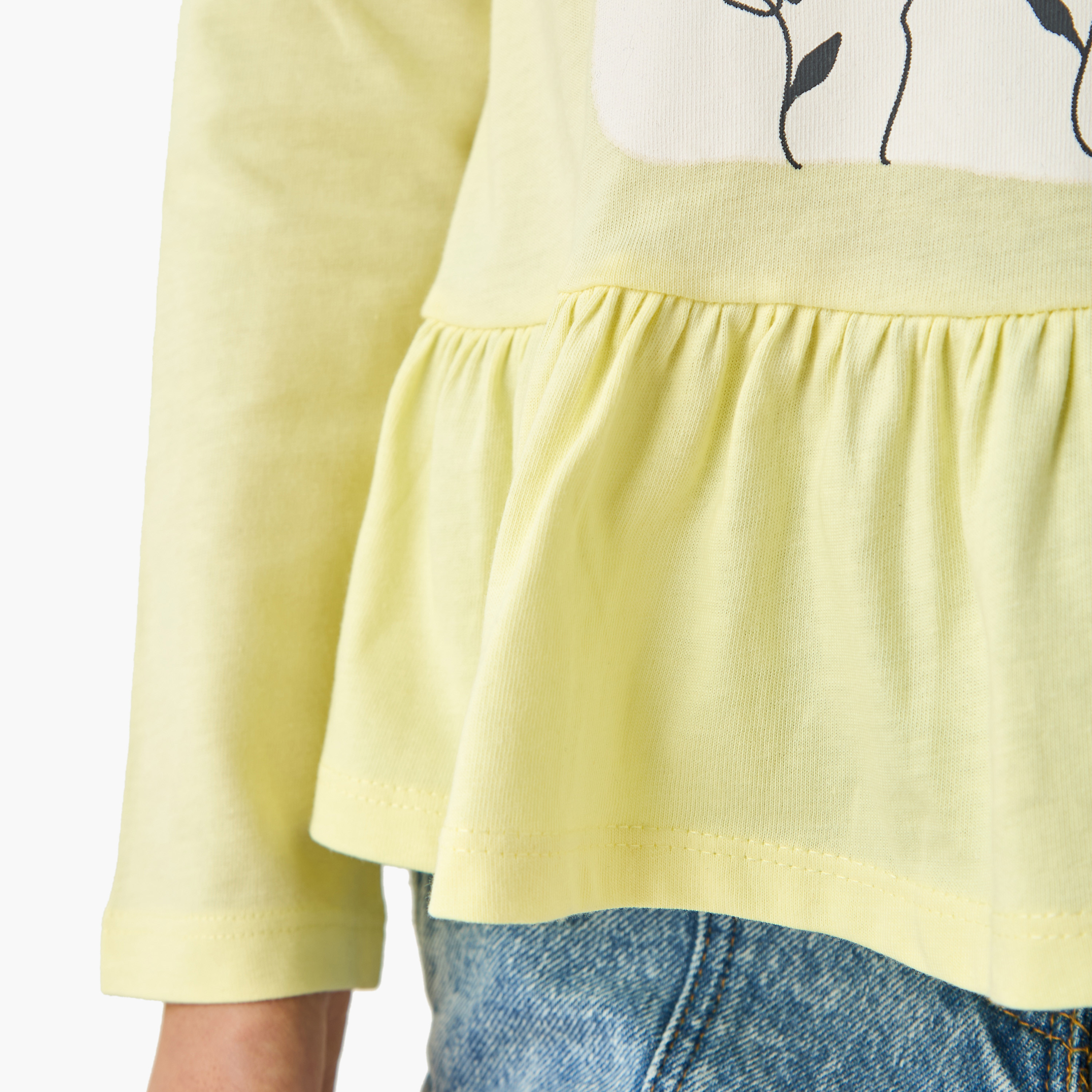 Lee Cooper Girls Crew Neck Peplum T-shirt  with Sequin Detail - Cotton - Long Sleeves-girls-clothing-tshirts-image-5
