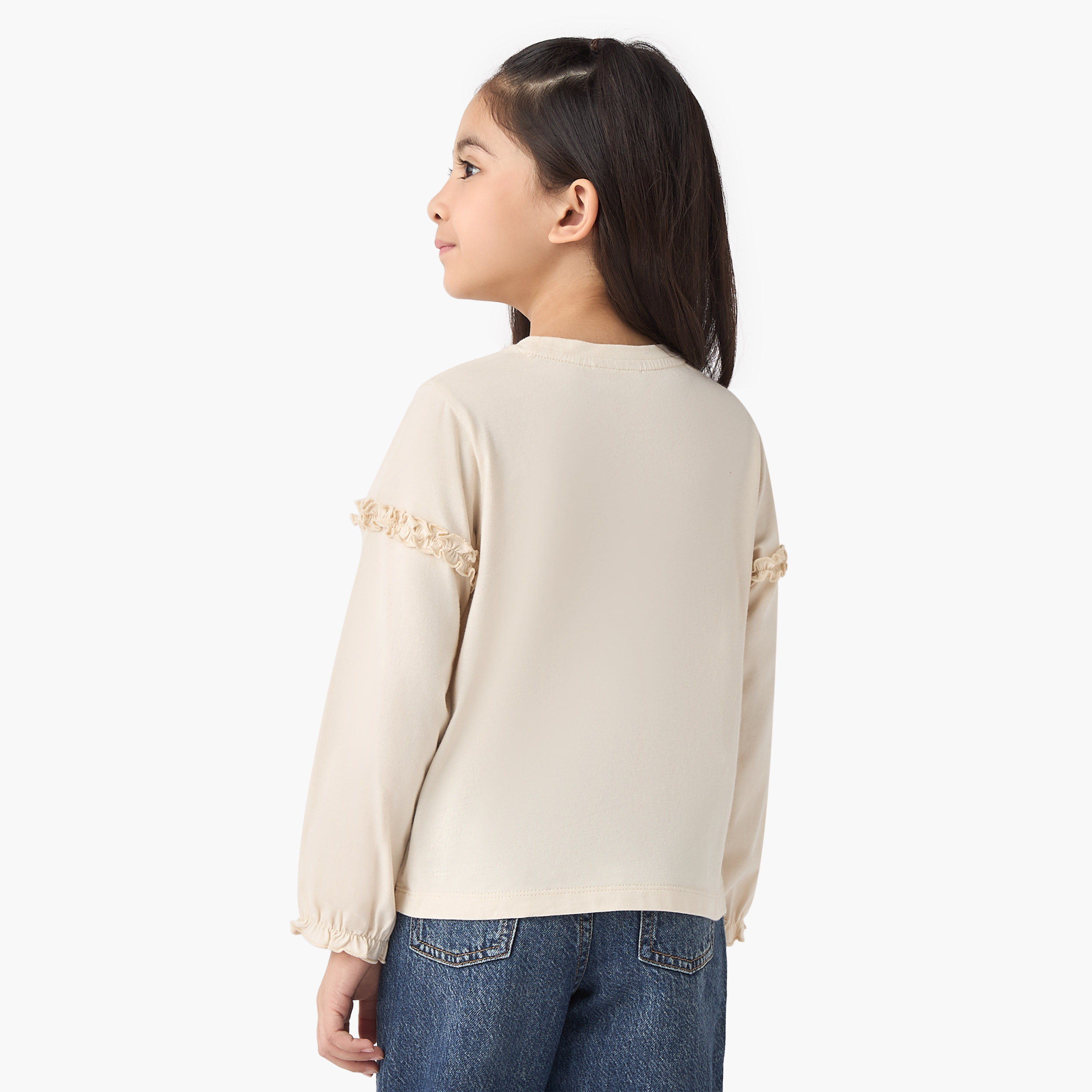 Lee Cooper Floral and Ruffle Applique Top-girls-clothing-tshirts-image-3