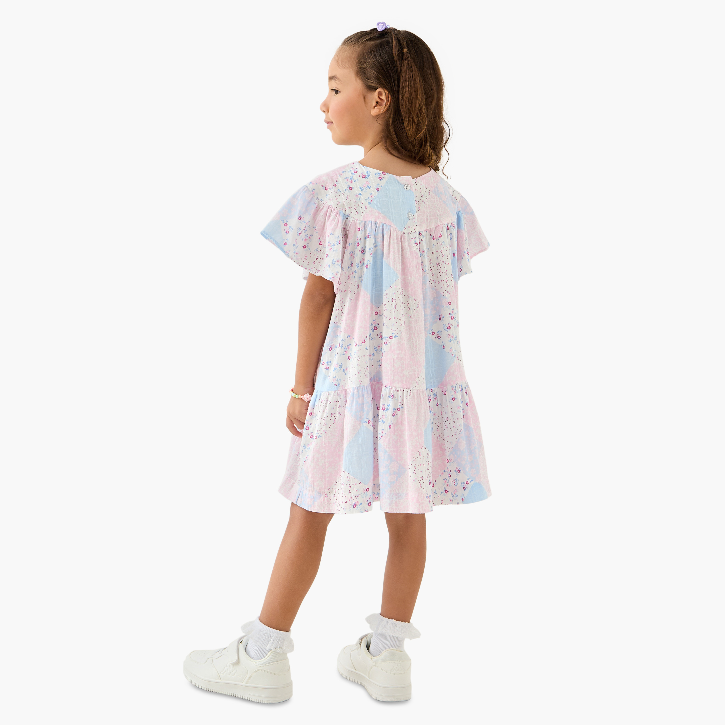 Lee Cooper All-Over Patchwork Print Dress with Flared Sleeves-girls-clothing-dressesandjumpsuits-image-3