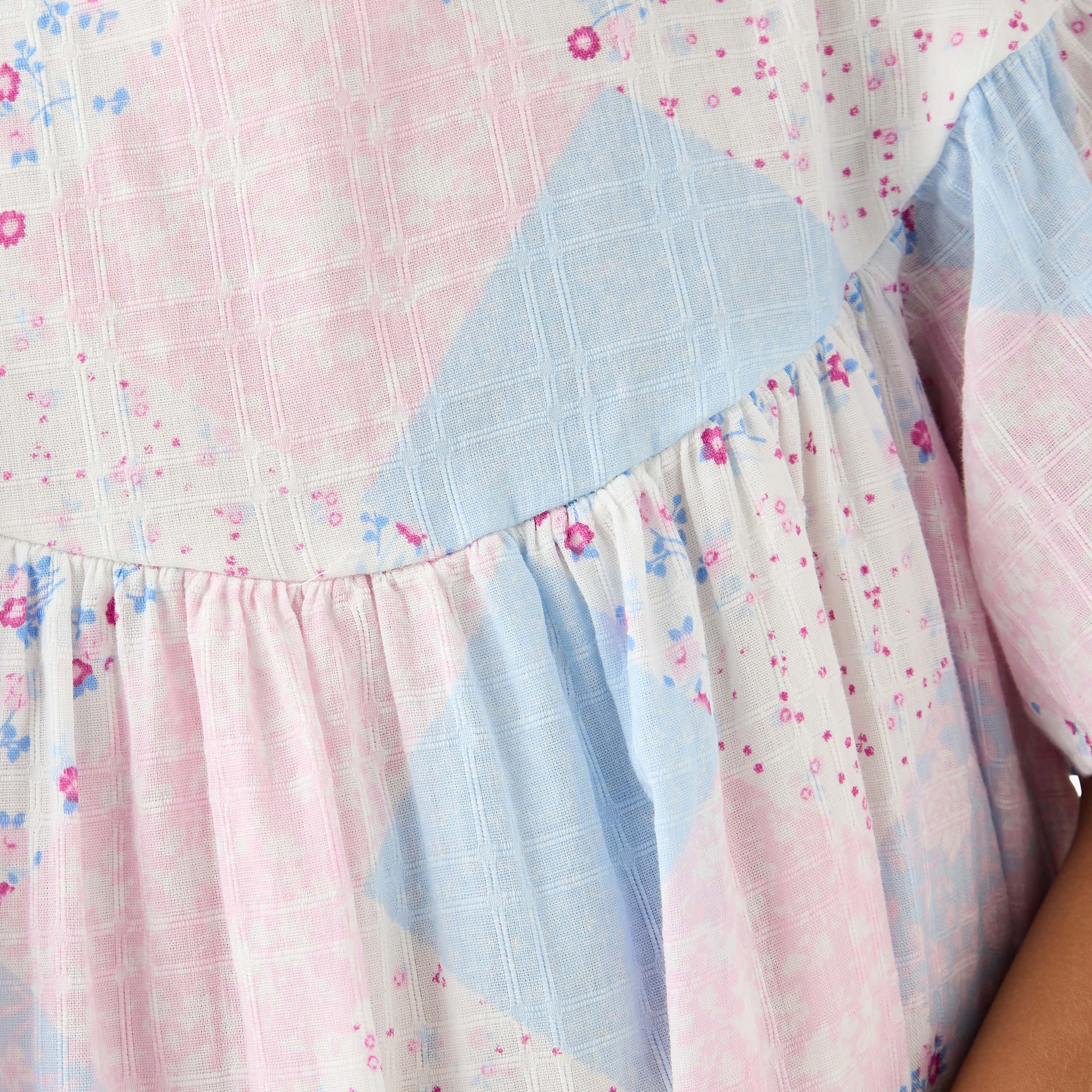 Lee Cooper All-Over Patchwork Print Dress with Flared Sleeves-girls-clothing-dressesandjumpsuits-image-5