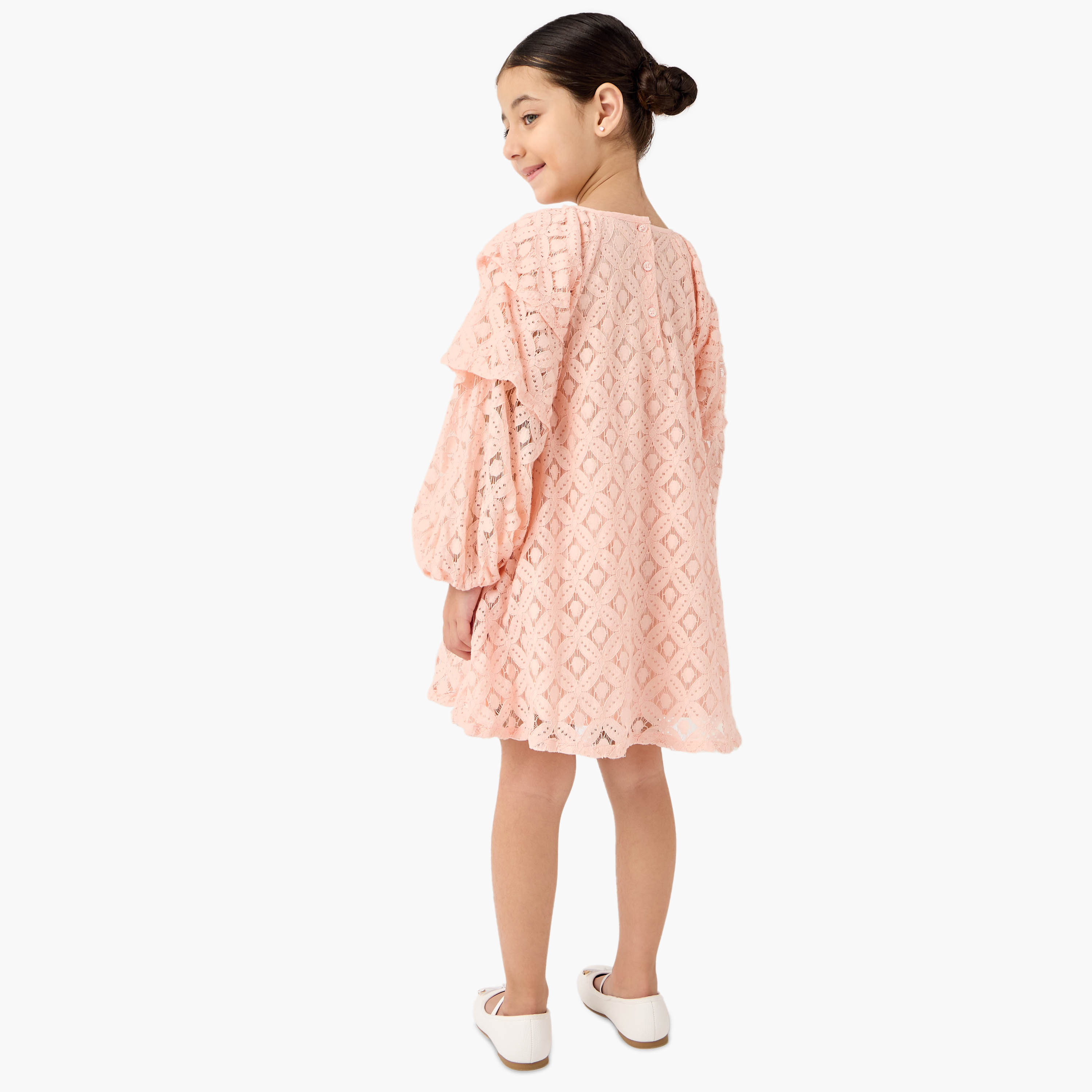 Lee Cooper A-line Lace Dress with Volume Sleeves-girls-clothing-dressesandjumpsuits-image-3