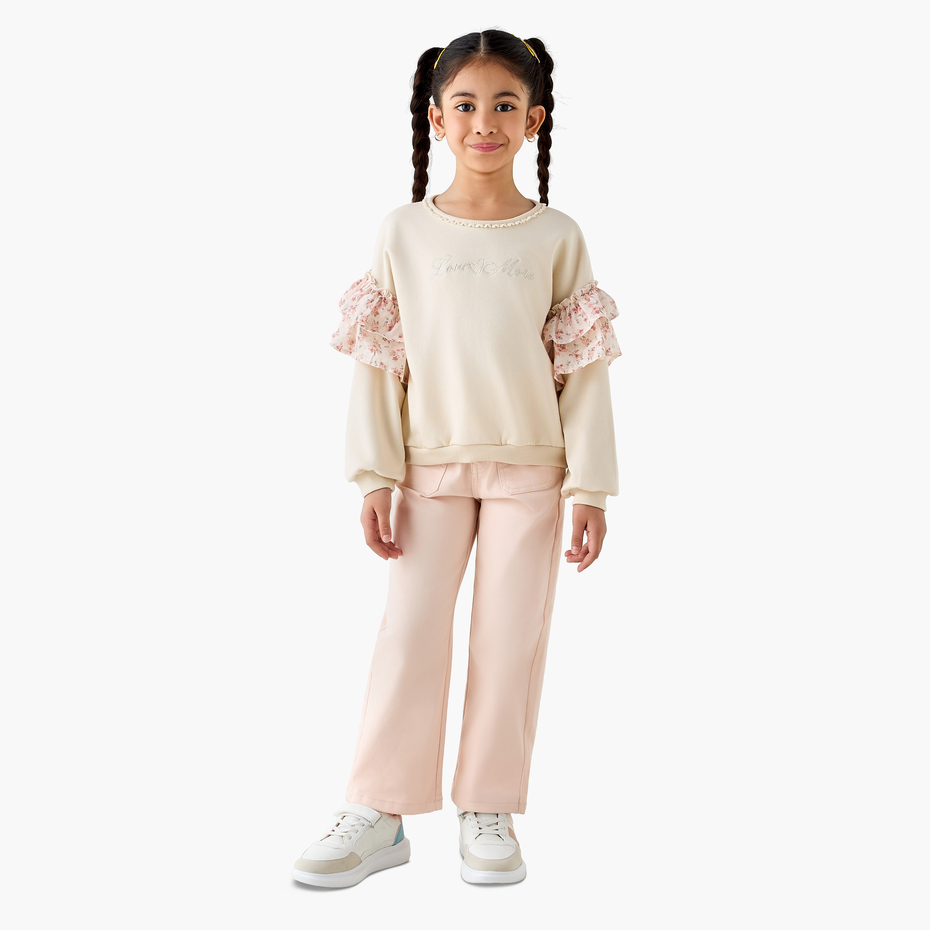Lee Cooper Embroidered Sweatshirt with Long Sleeves-baby-girls-clothing-winterwear-sweatshirts-image-2