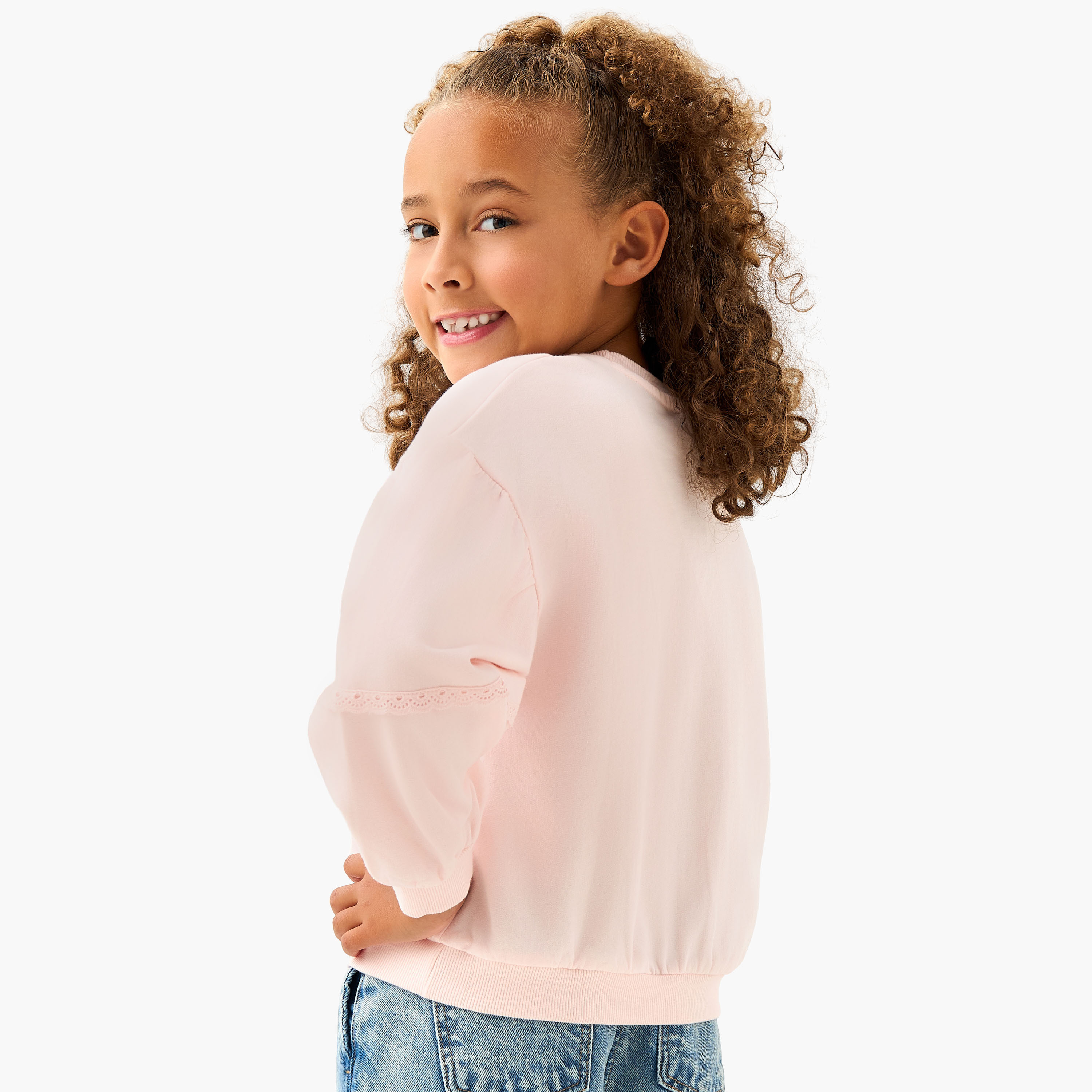 Lee Cooper Crochet Applique Sweatshirt with Long Sleeves-baby-girls-clothing-sweatshirts-image-3