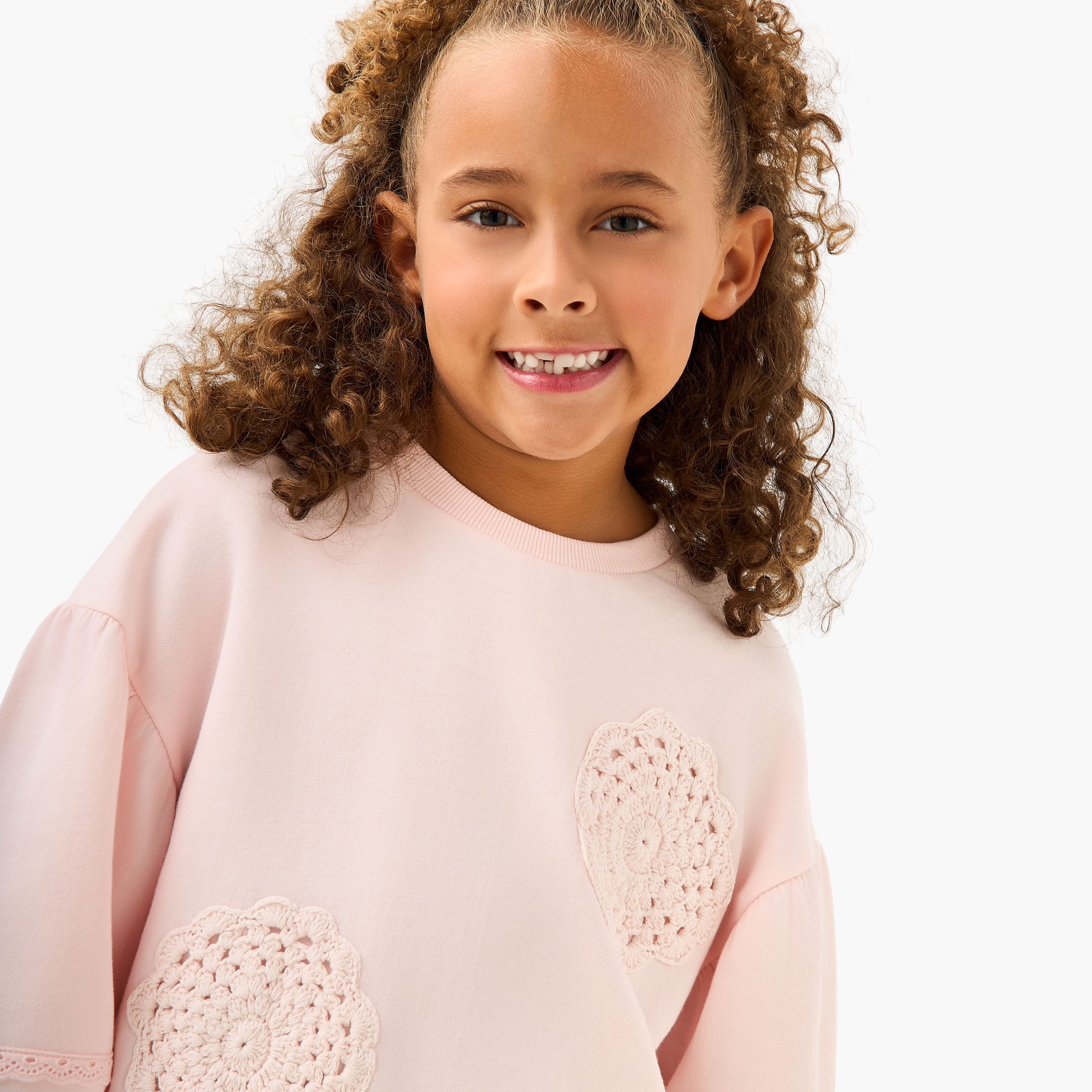 Lee Cooper Crochet Applique Sweatshirt with Long Sleeves-baby-girls-clothing-sweatshirts-image-4