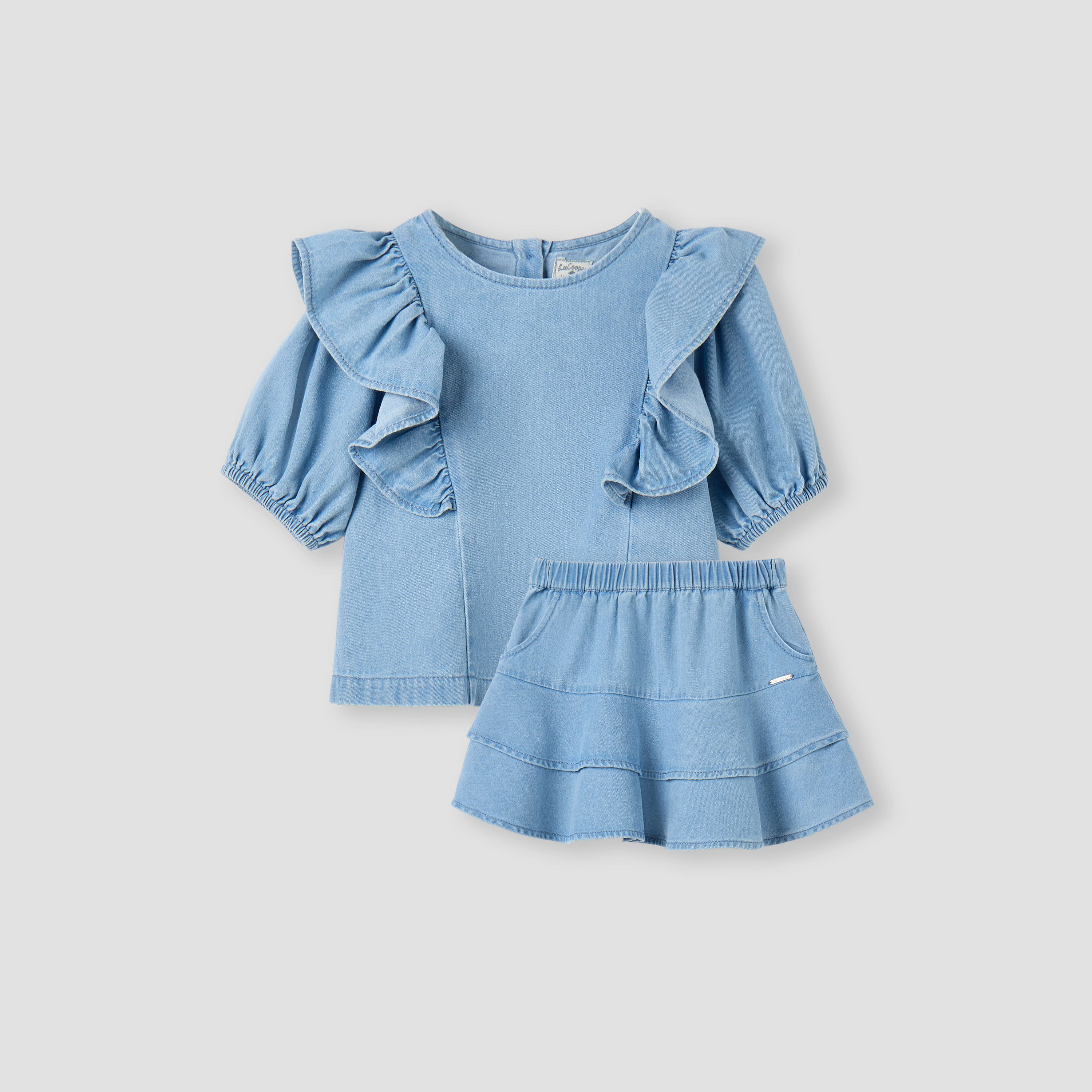 طقم بلوزة وتنورة دينم كشكش من لي كوبر-baby-girls-clothing-setsandcoords-image-1