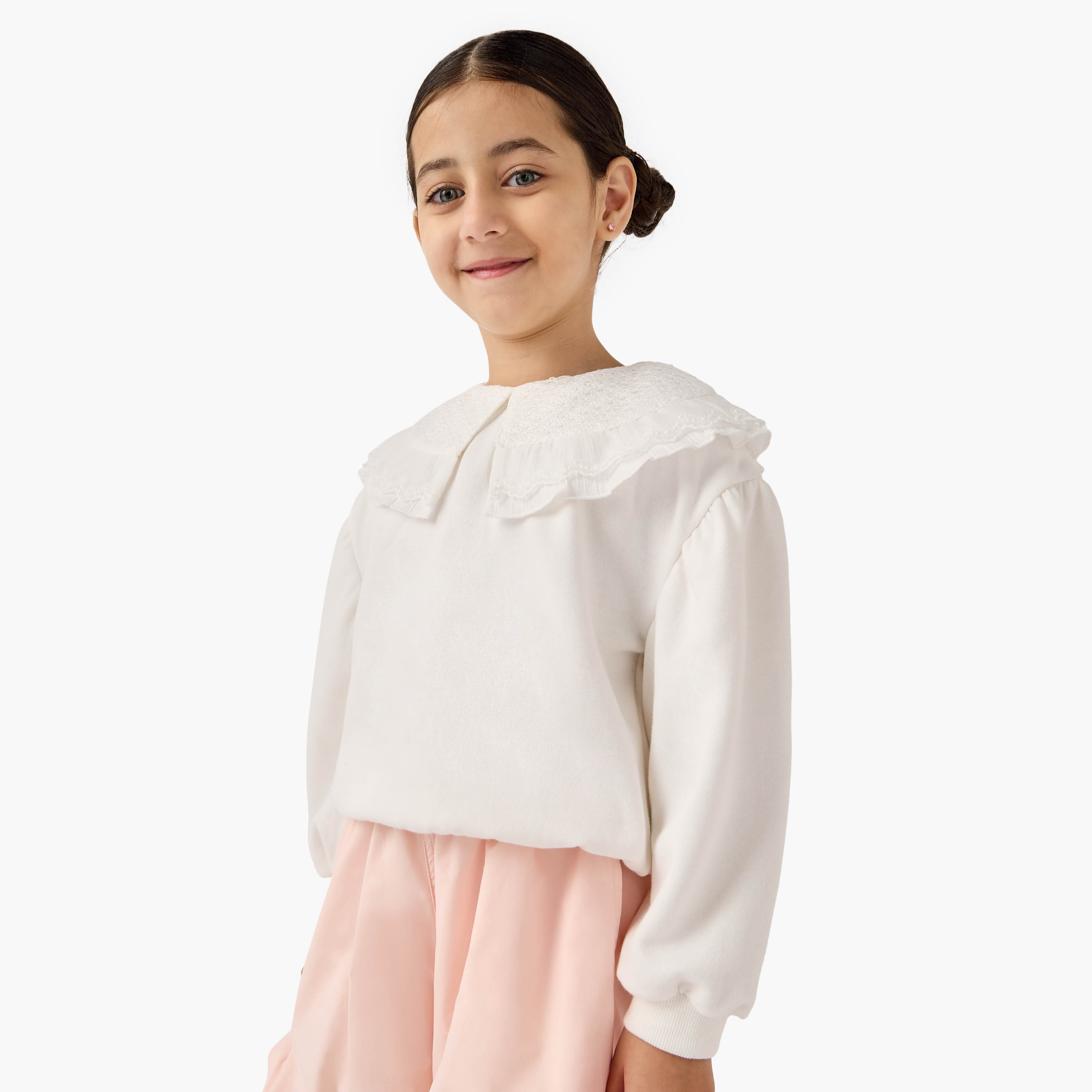 Lee Cooper Solid Collared Top and Balloon Shorts Set-girls-clothing-setsandcoords-image-2