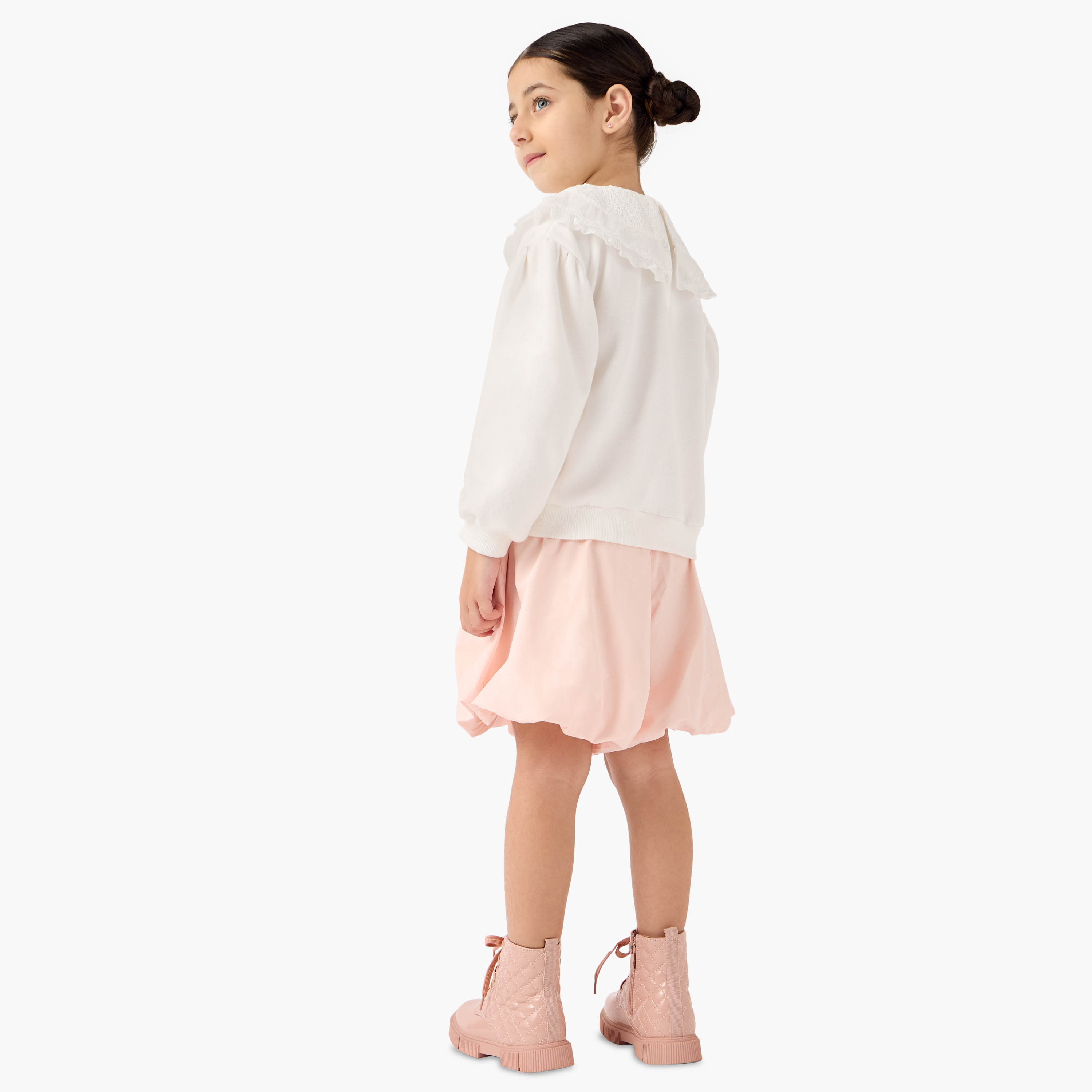 Lee Cooper Solid Collared Top and Balloon Shorts Set-girls-clothing-setsandcoords-image-4