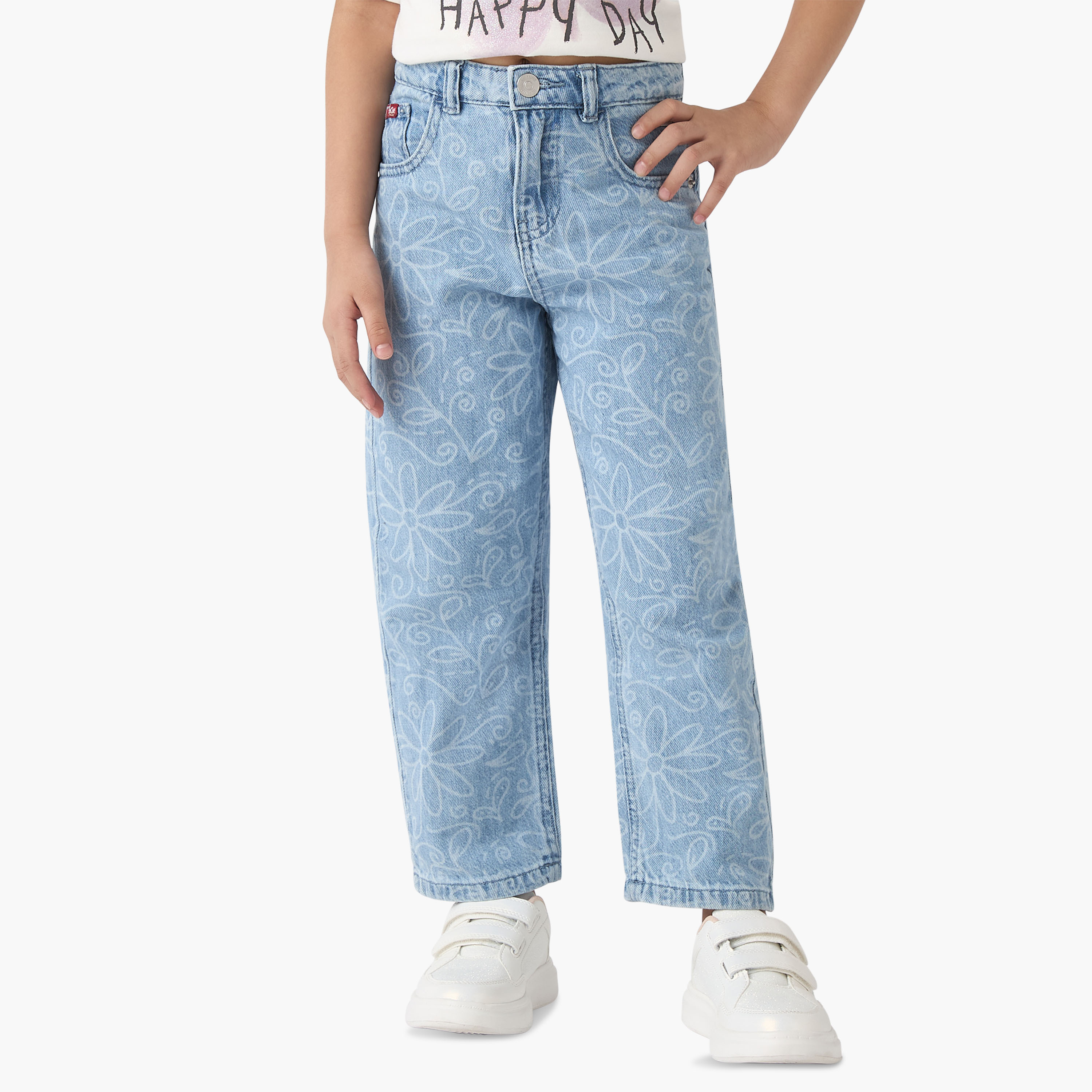 Lee Cooper Jeans with Pockets, Buttoned Waist-girls-clothing-bottoms-jeansandjeggings-image-1
