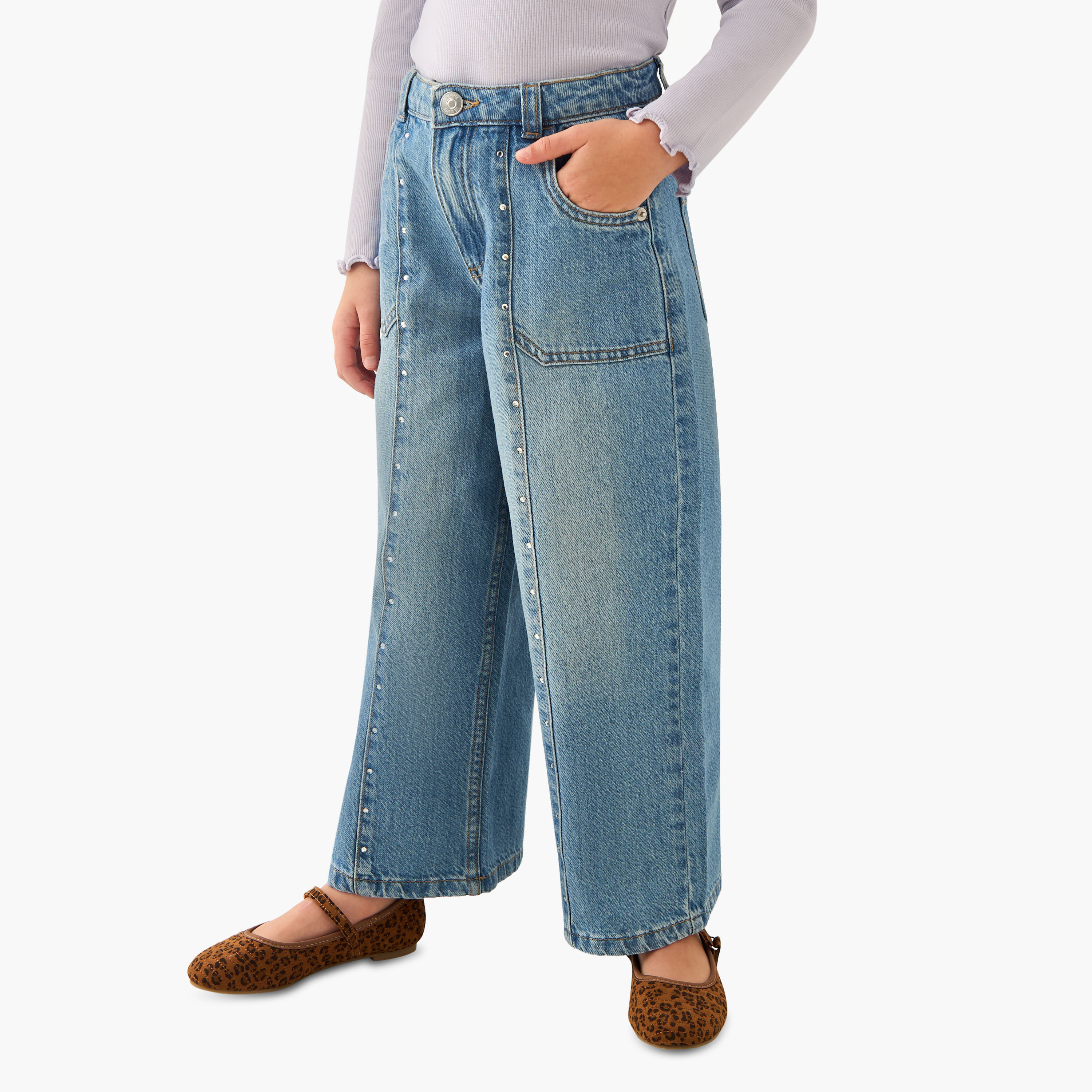 Lee Cooper Girls Jeans with Stud Accent - Cotton - Buttoned Waist-girls-clothing-bottoms-jeansandjeggings-image-1