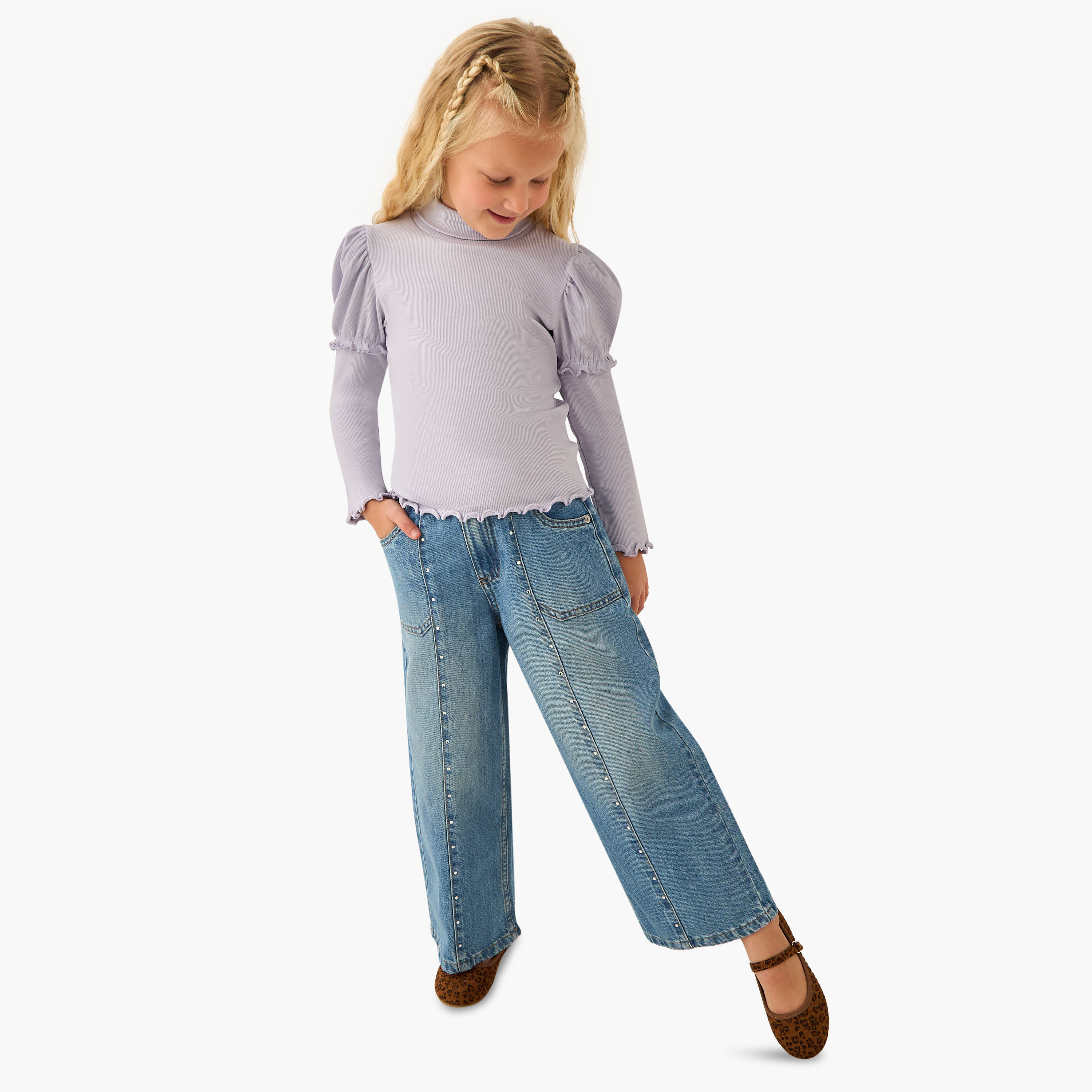 Lee Cooper Girls Jeans with Stud Accent - Cotton - Buttoned Waist-girls-clothing-bottoms-jeansandjeggings-image-2