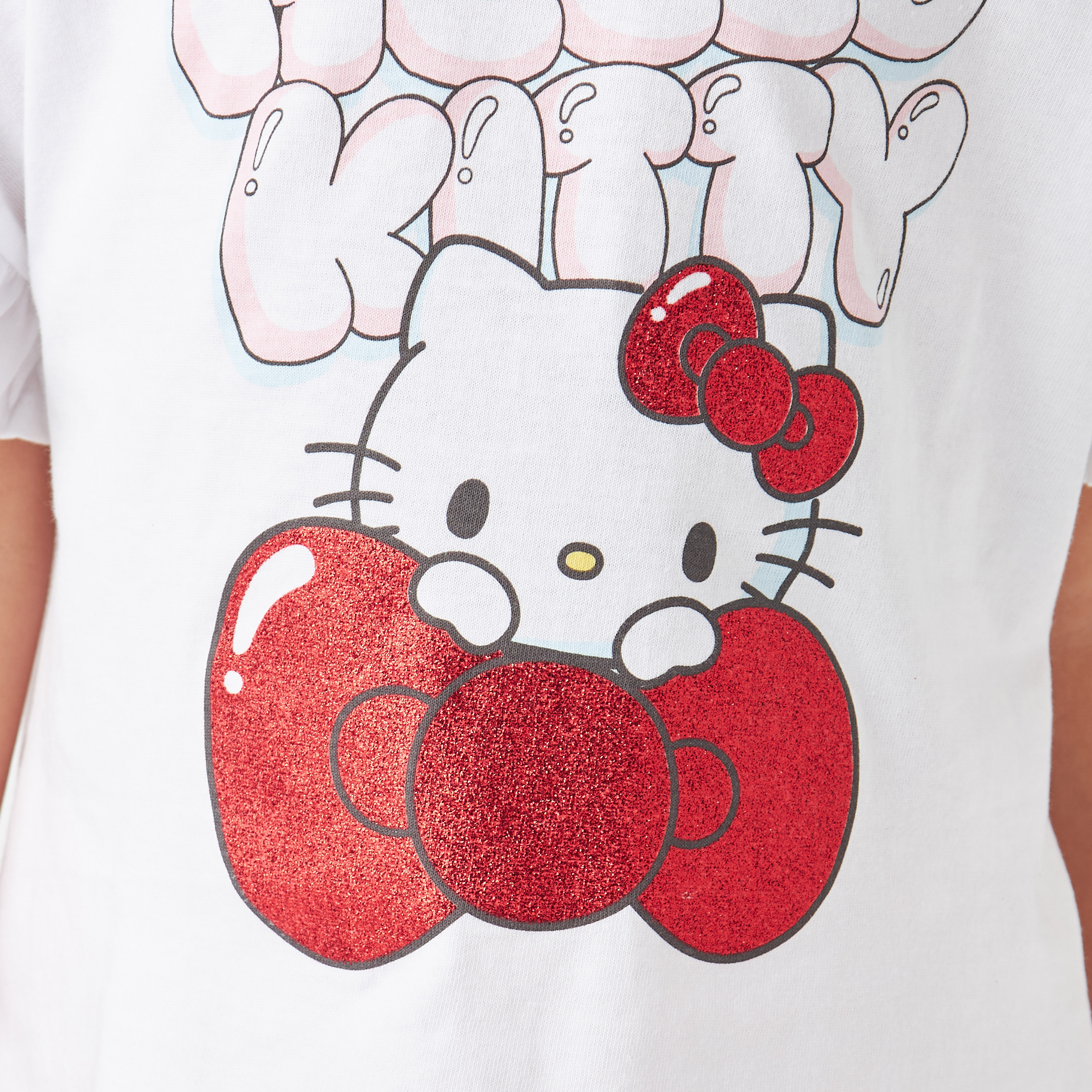 Sanrio Hello Kitty Print T-shirt with Ruffled Short Sleeves-girls-clothing-tshirts-image-5