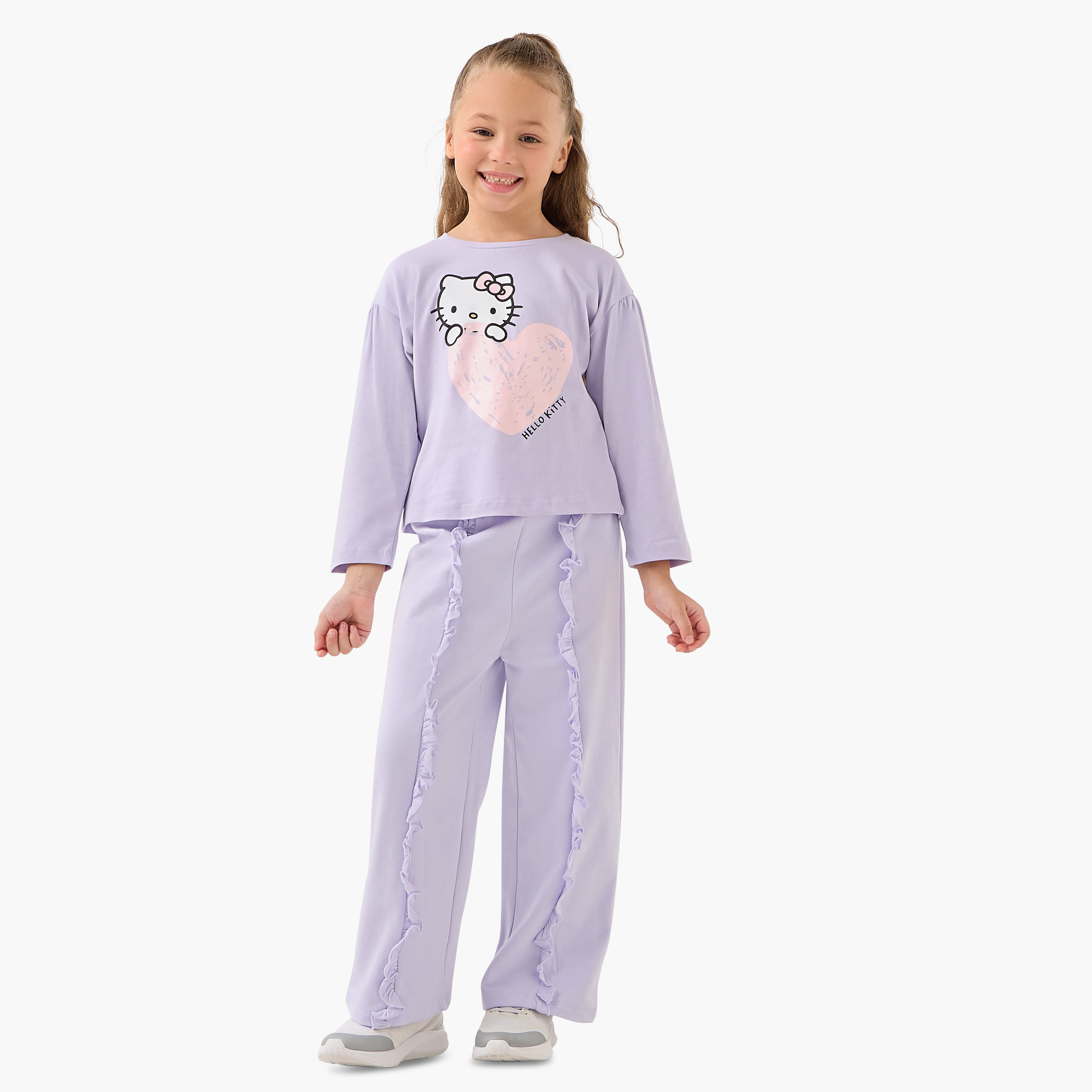 Sanrio Girls Crew Neck T-shirt with Hello Kitty Print - Cotton - Long Sleeves - Set of 2-girls-clothing-tshirts-image-7