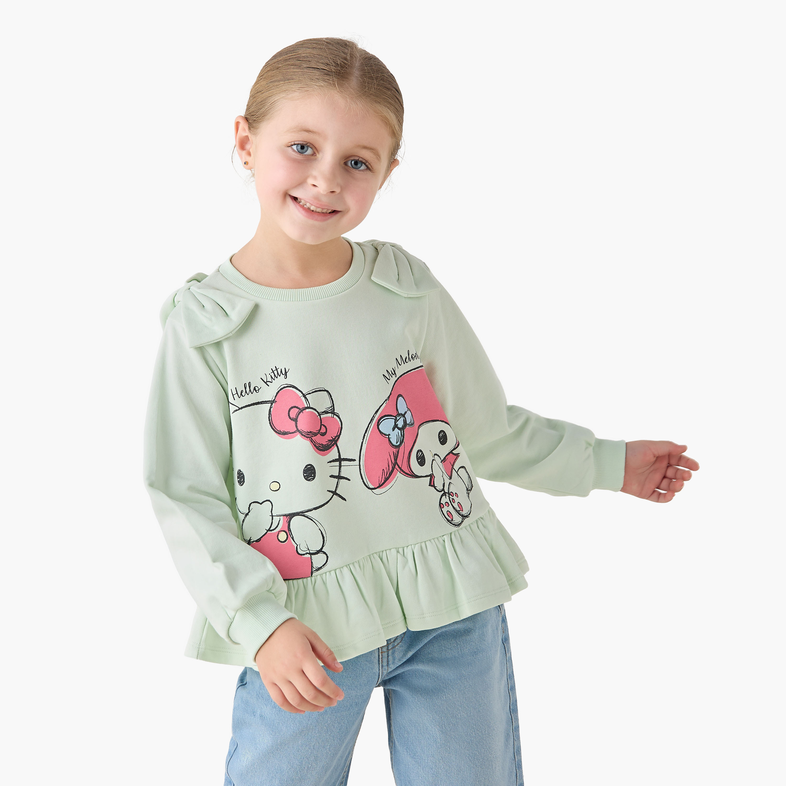 Sanrio Crew Neck Long Sleeves T-shirt with Hello Kitty and Friends Print-girls-clothing-tshirts-image-1