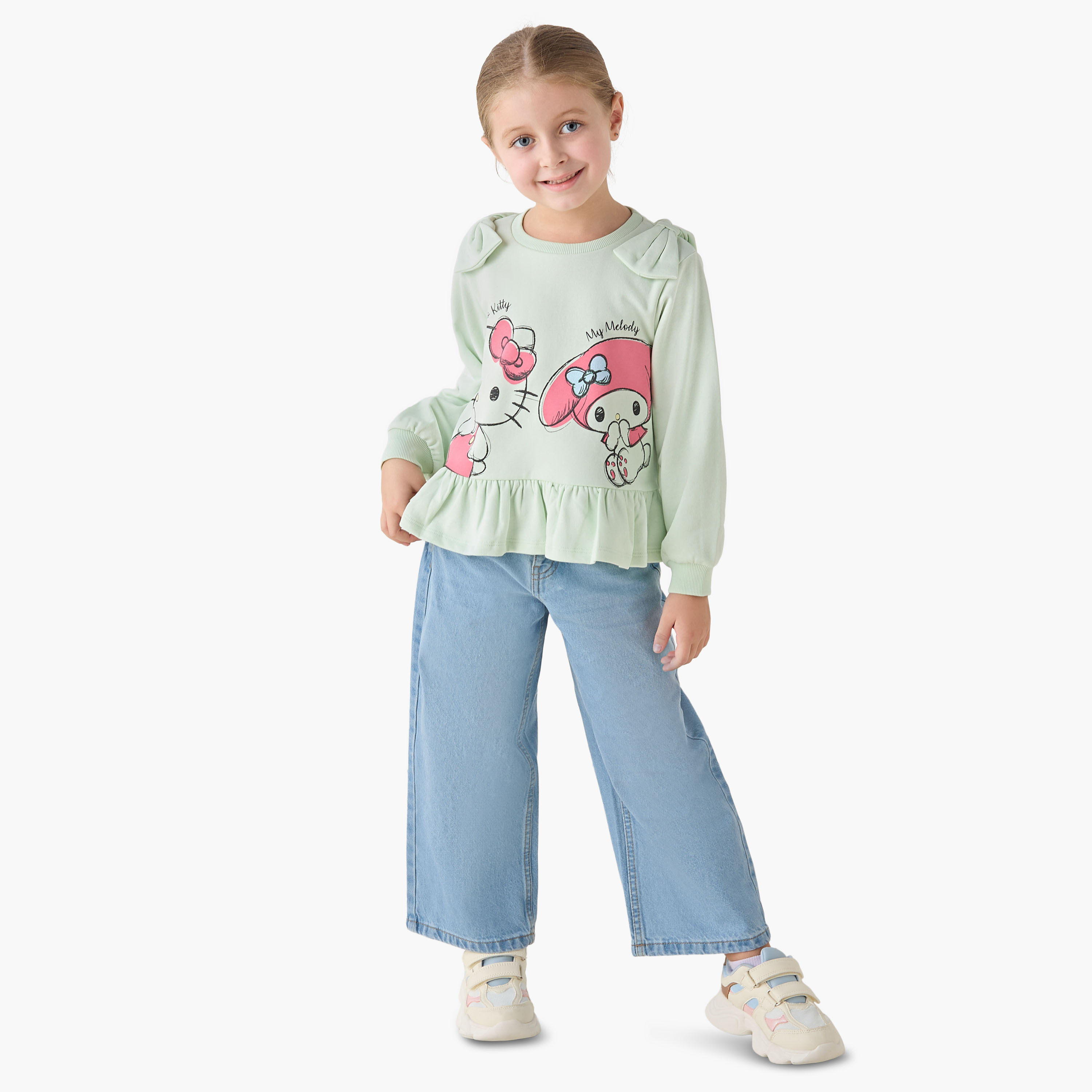 Sanrio Crew Neck Long Sleeves T-shirt with Hello Kitty and Friends Print-girls-clothing-tshirts-image-2
