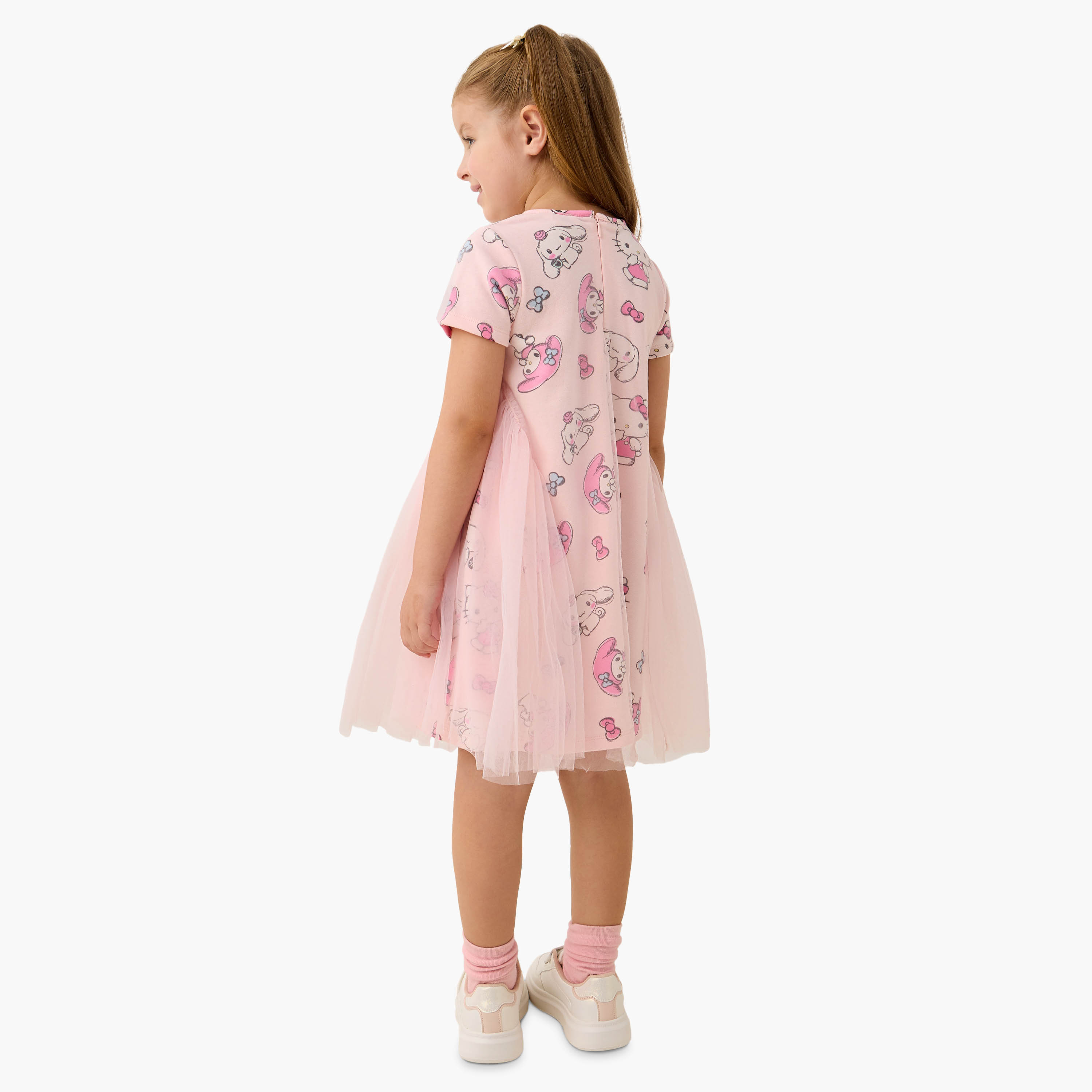 فستان بأكمام قصيرة وطبعات هالو كيتي من سانريو-girls-clothing-dressesandjumpsuits-image-3