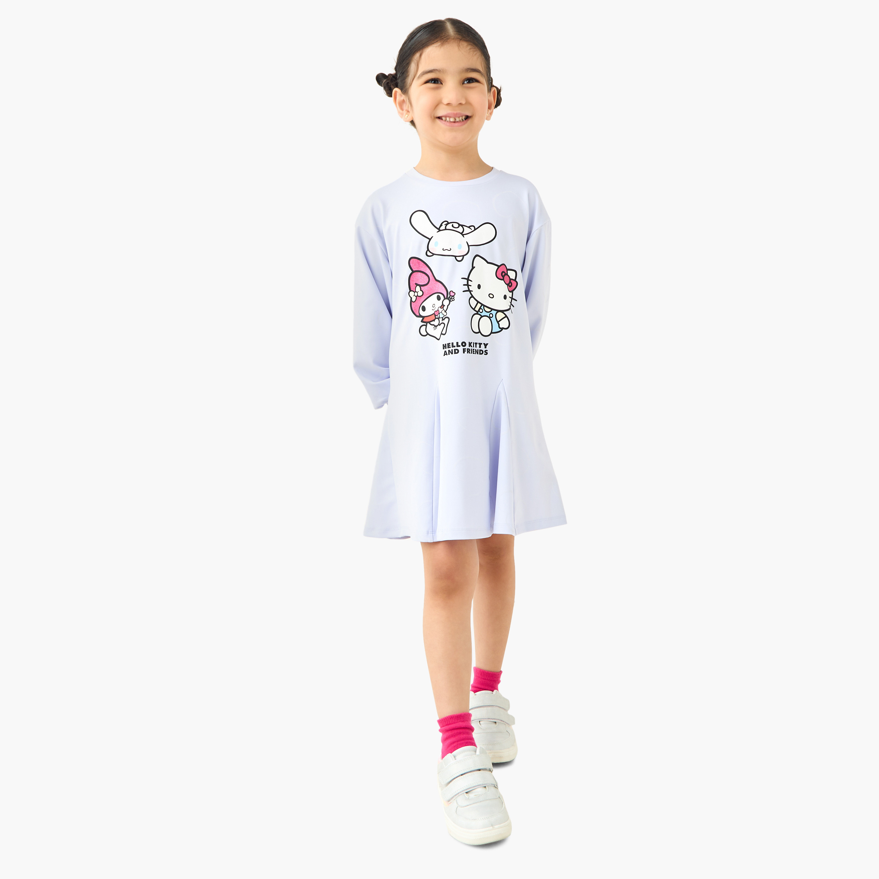 Sanrio Hello Kitty and Friends Print Dress with Long Sleeves-girls-clothing-dressesandjumpsuits-image-2
