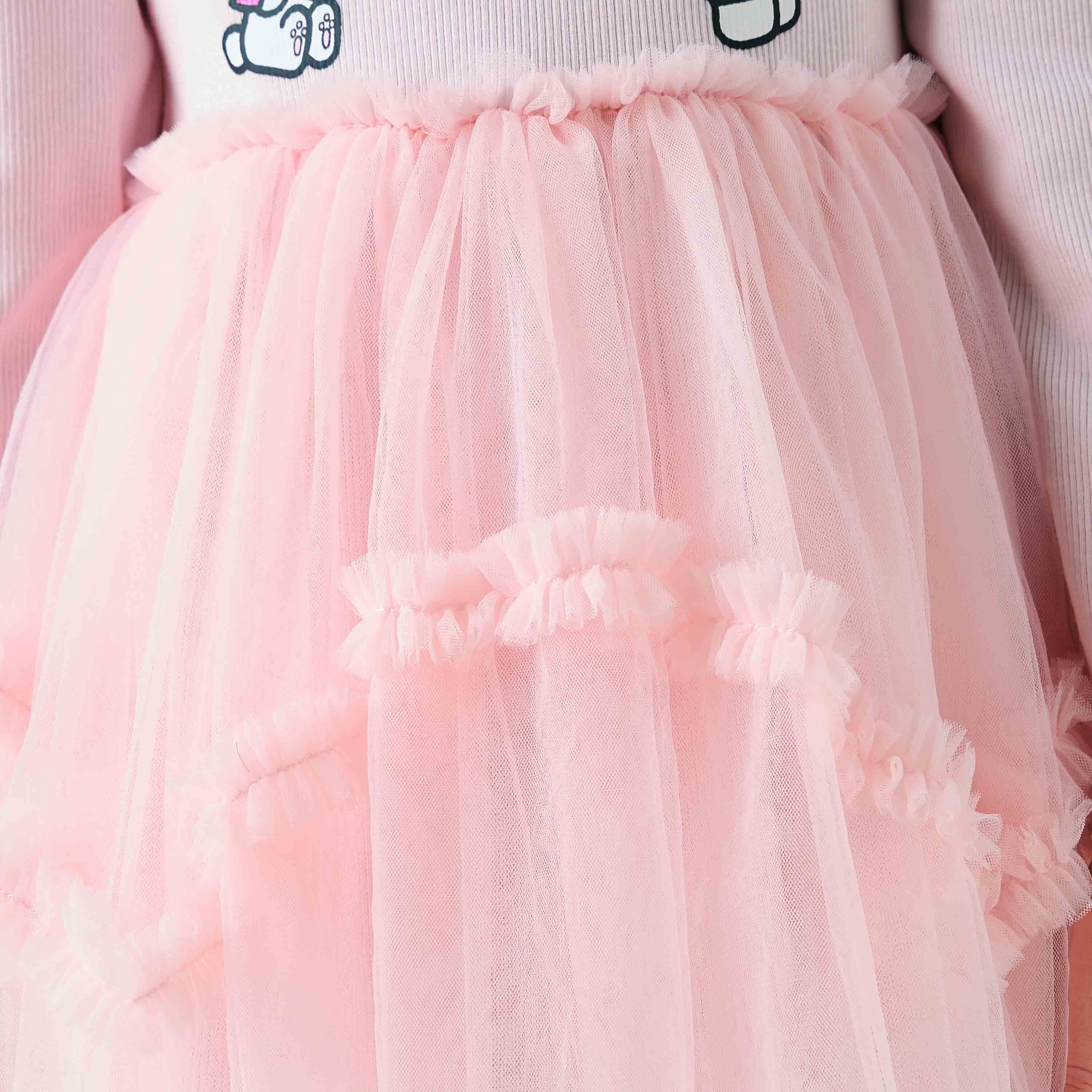 Sanrio Round Neck Long Sleeves Knee Length Dress with Hello Kitty Print-girls-clothing-dressesandjumpsuits-image-5