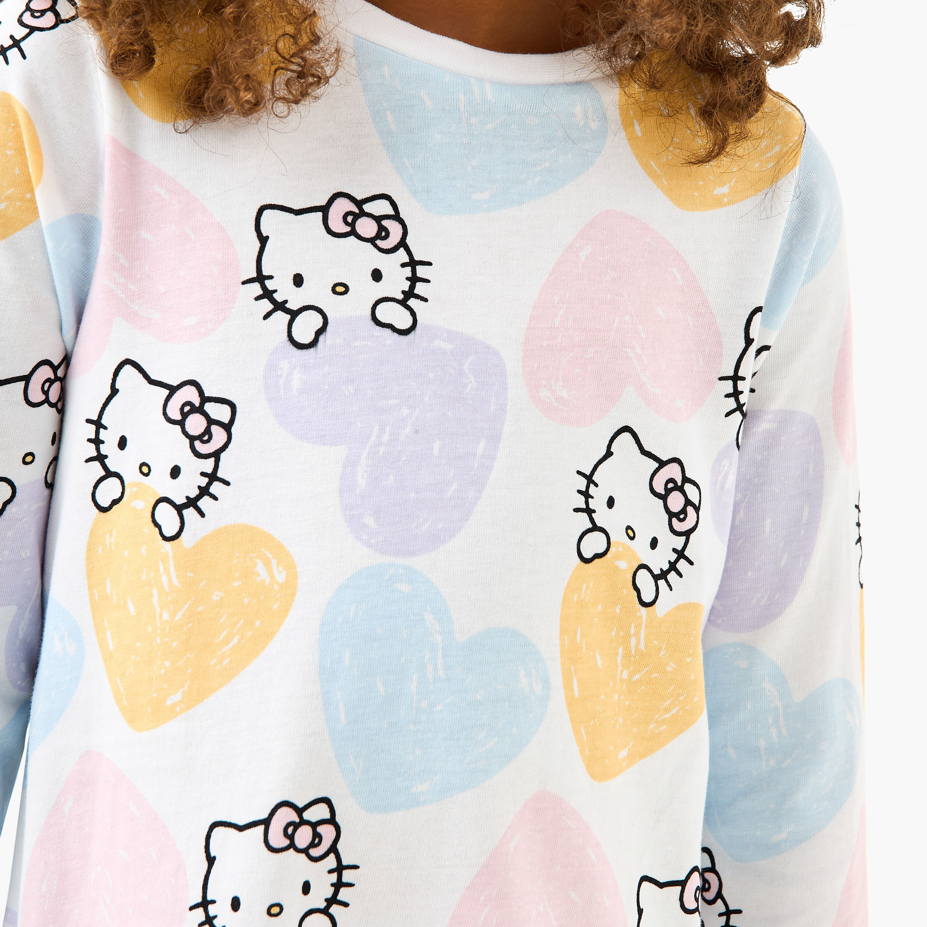 Sanrio Round Neck Long Sleeves Dress with Hello Kitty Print-girls-clothing-dressesandjumpsuits-image-5