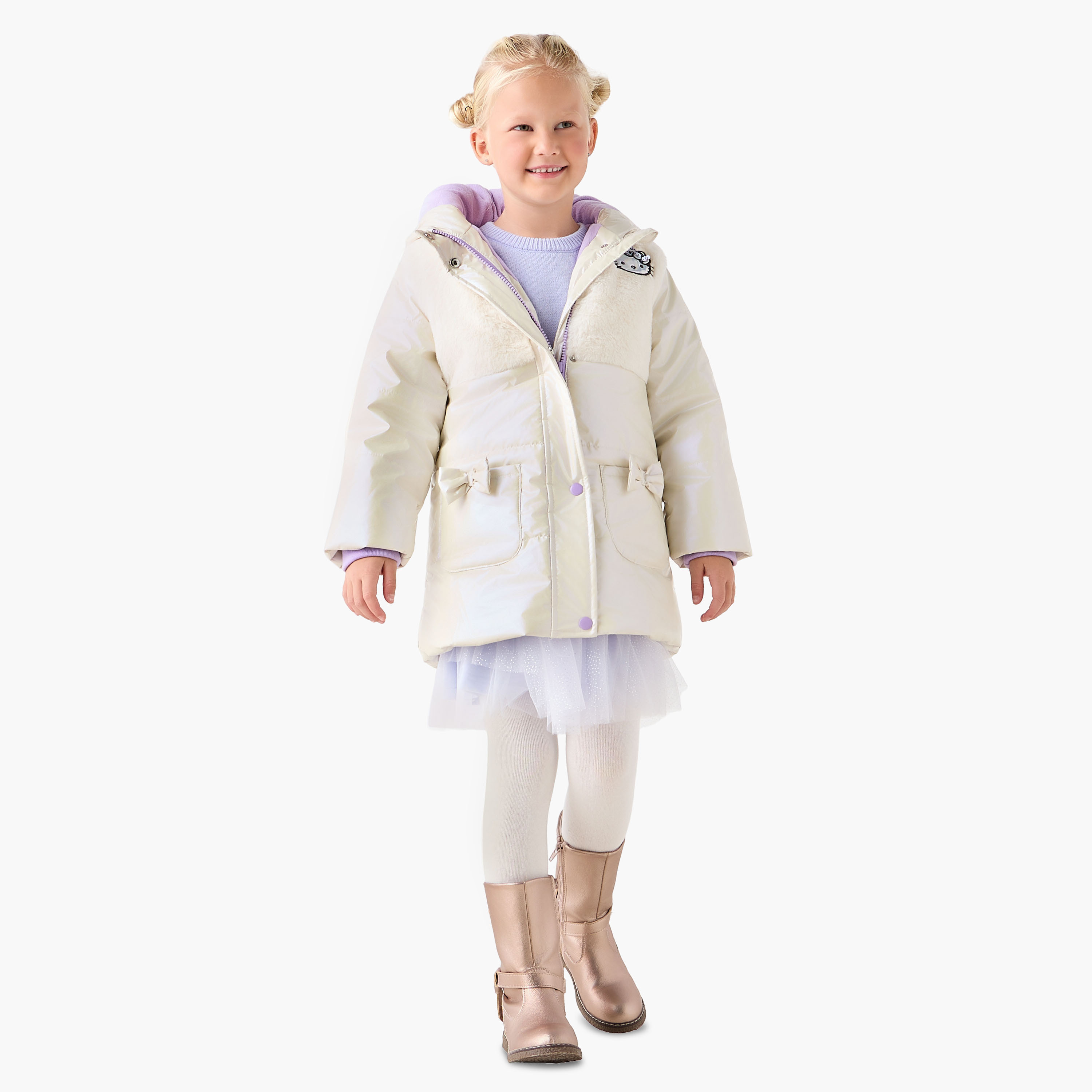 Sanrio Hello Kitty Sequin Embellished Padded Jacket with Hood-baby-girls-clothing-jacketsandcoats-image-2