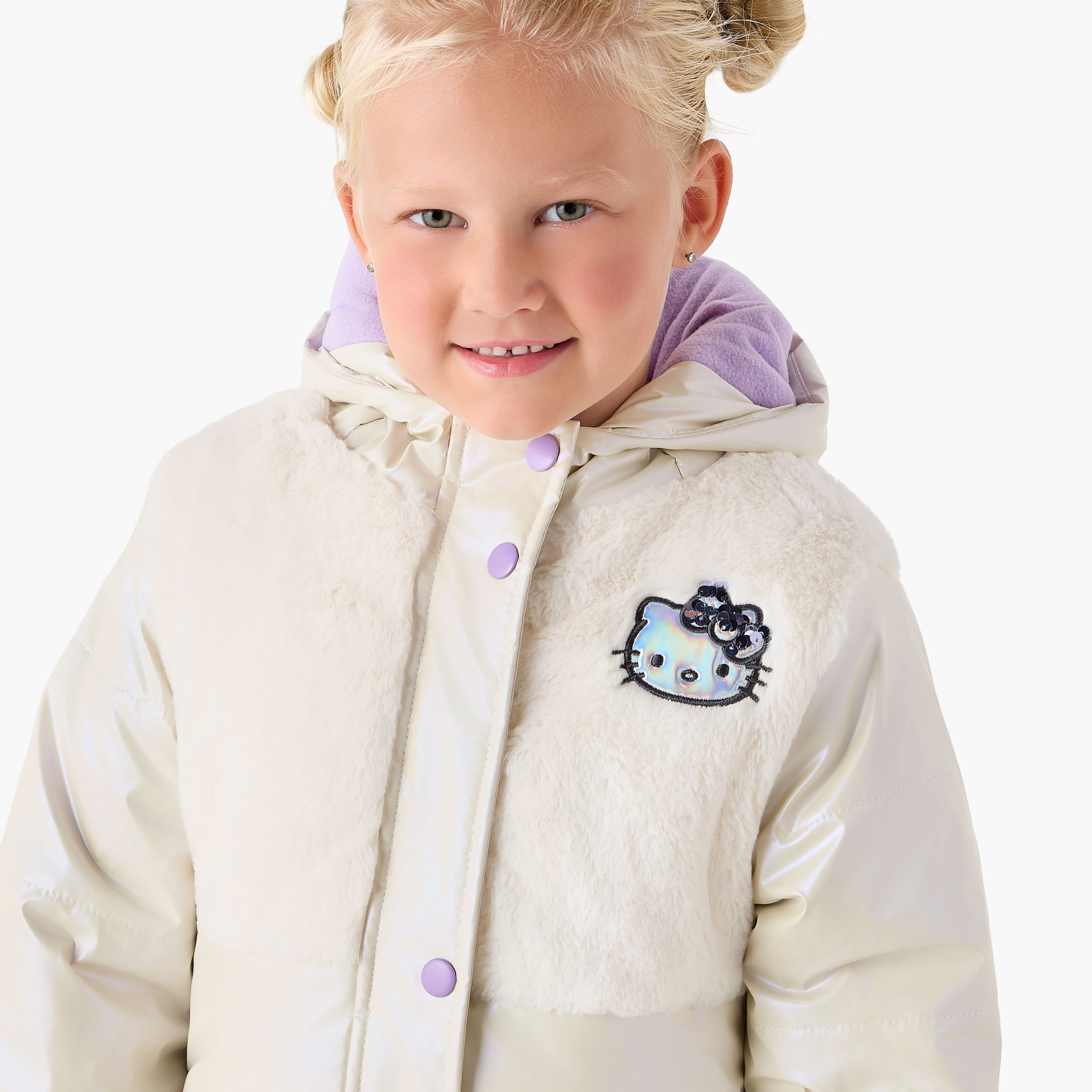 Sanrio Hello Kitty Sequin Embellished Padded Jacket with Hood-baby-girls-clothing-jacketsandcoats-image-4