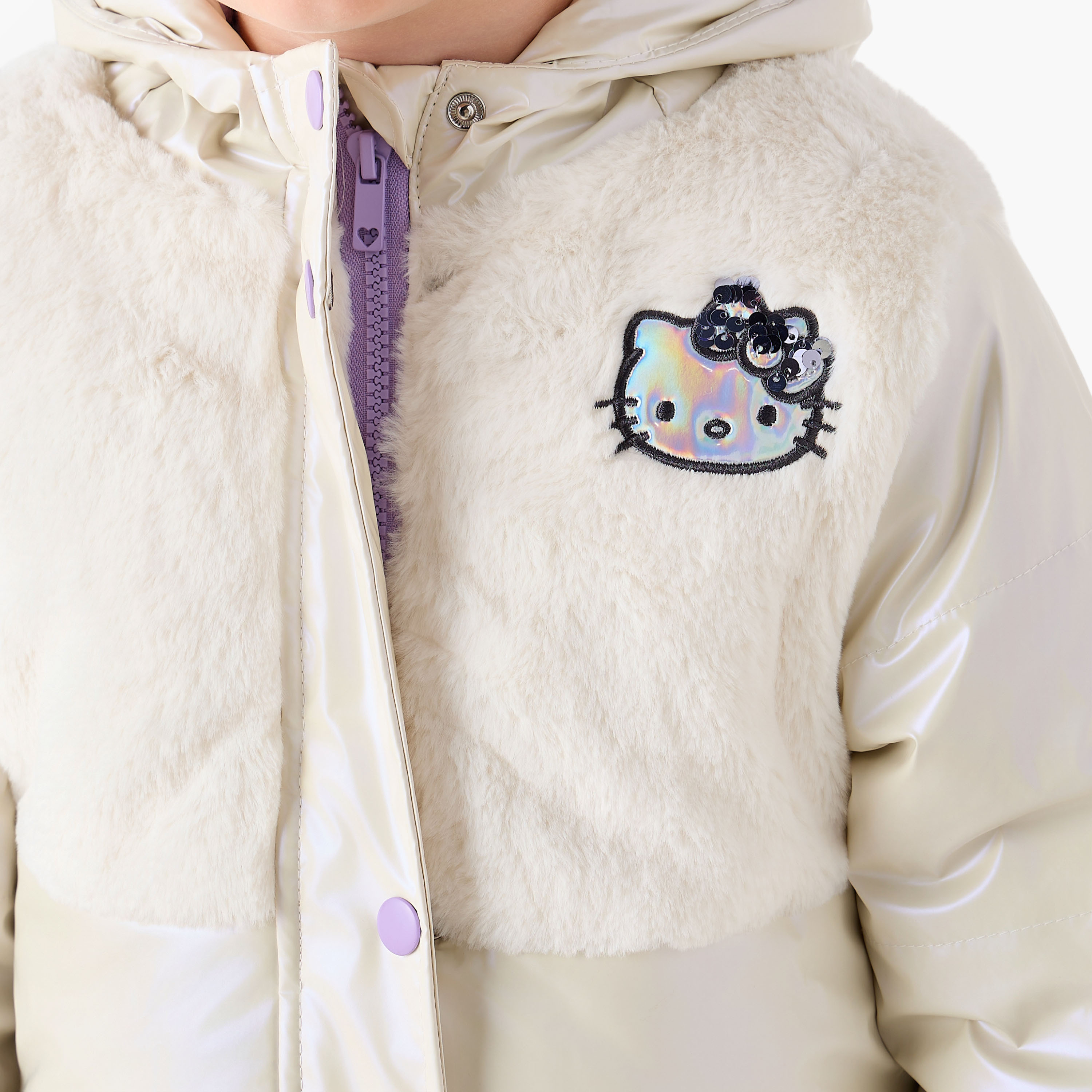 Sanrio Hello Kitty Sequin Embellished Padded Jacket with Hood-baby-girls-clothing-jacketsandcoats-image-5
