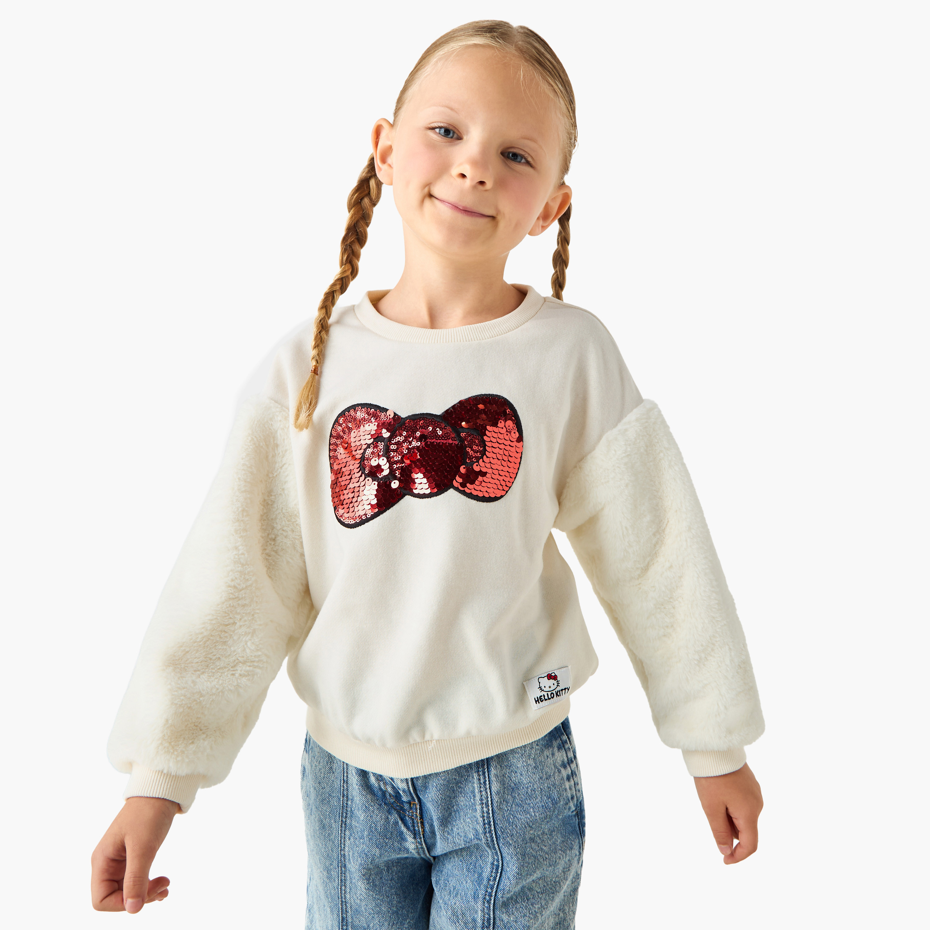 Sanrio Sequin Embellished Pullover with Long Sleeves-baby-girls-clothing-sweatshirts-image-1