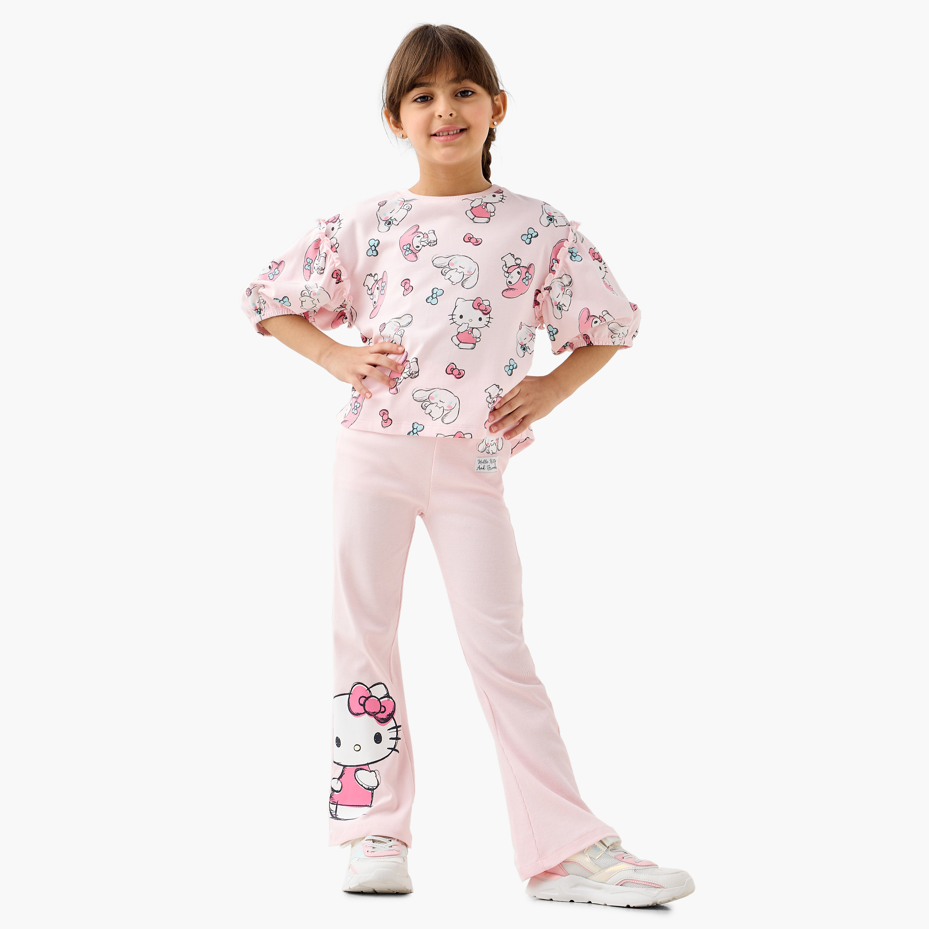 Sanrio Hello Kitty Print Top and Pants Set-girls-clothing-winterwear-setsandcoords-image-1