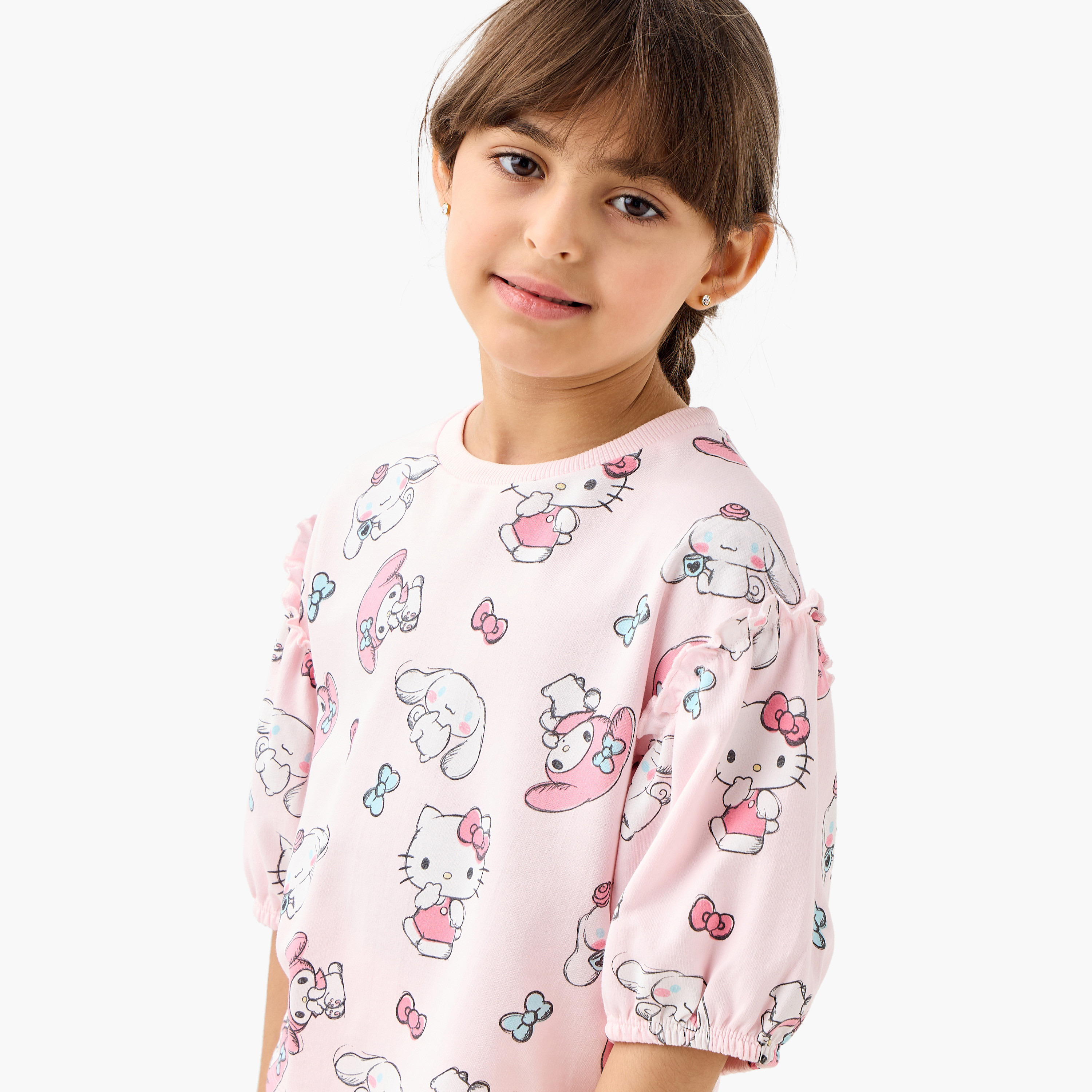 Sanrio Hello Kitty Print Top and Pants Set-girls-clothing-winterwear-setsandcoords-image-5