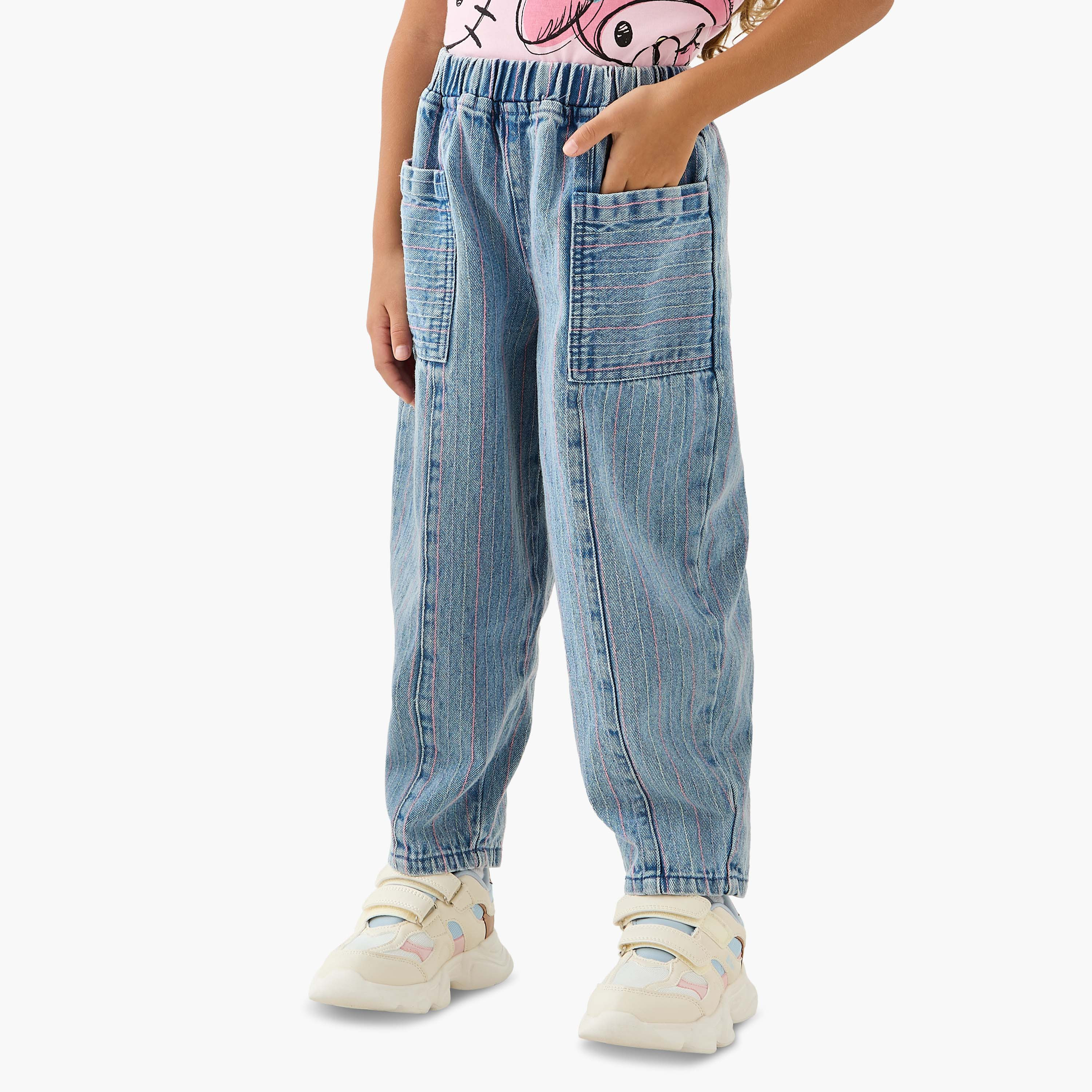 Sanrio Hello Kitty Print Peplum Top and Jeans Set-girls-clothing-setsandcoords-image-3