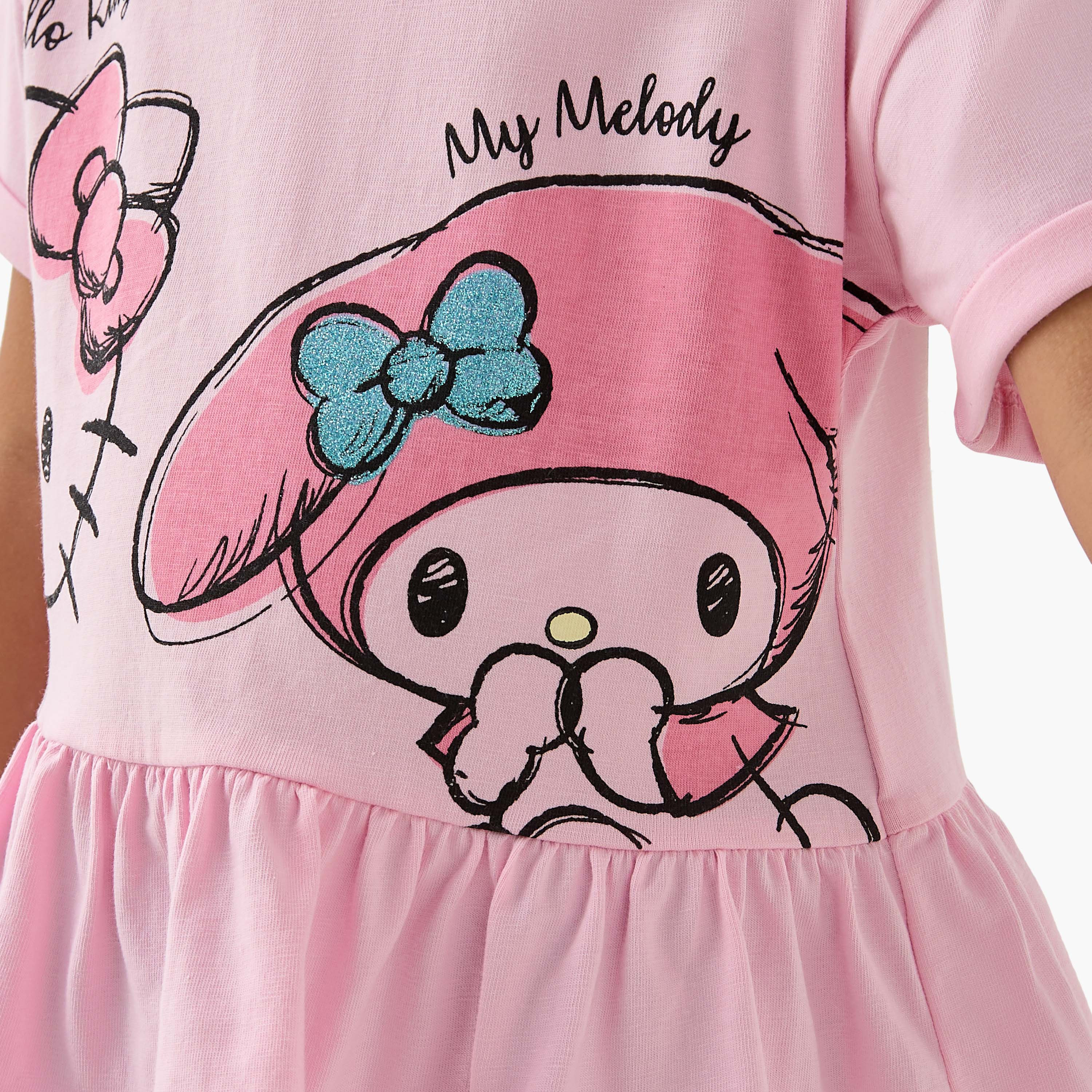 Sanrio Hello Kitty Print Peplum Top and Jeans Set-girls-clothing-setsandcoords-image-6