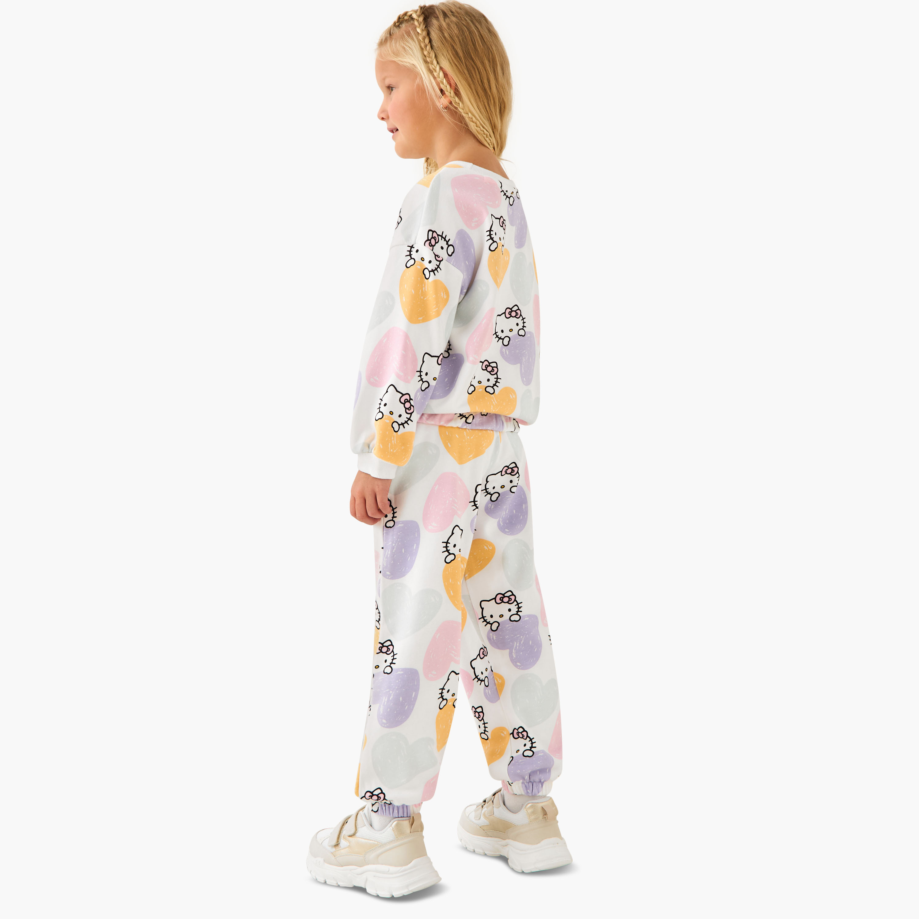 Sanrio Girls Sweatshirt and Joggers Set with Hello Kitty Print - Cotton - Long Sleeves - Crew Neck-baby-girls-clothing-setsandcoords-image-4