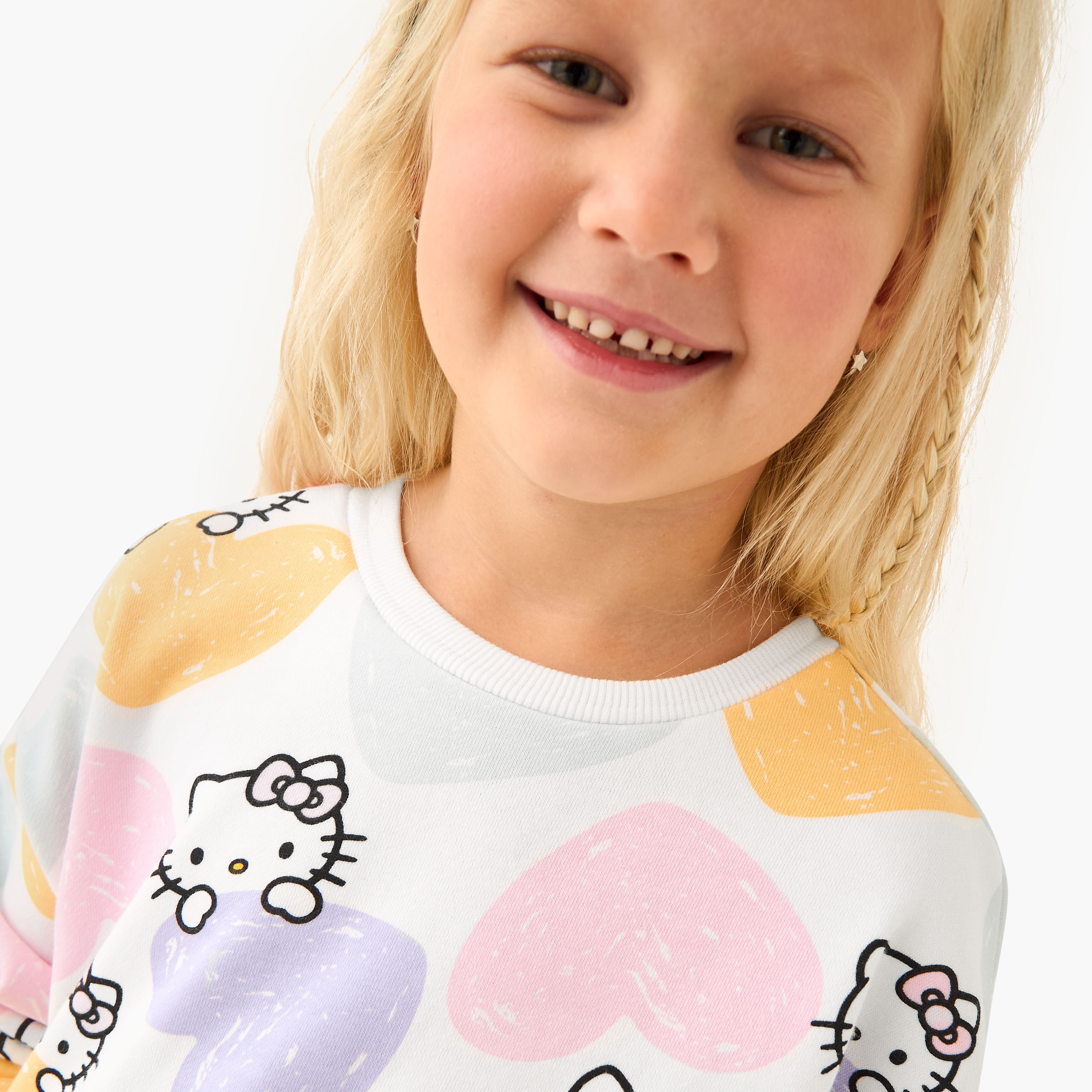 Sanrio Girls Sweatshirt and Joggers Set with Hello Kitty Print - Cotton - Long Sleeves - Crew Neck-baby-girls-clothing-setsandcoords-image-5