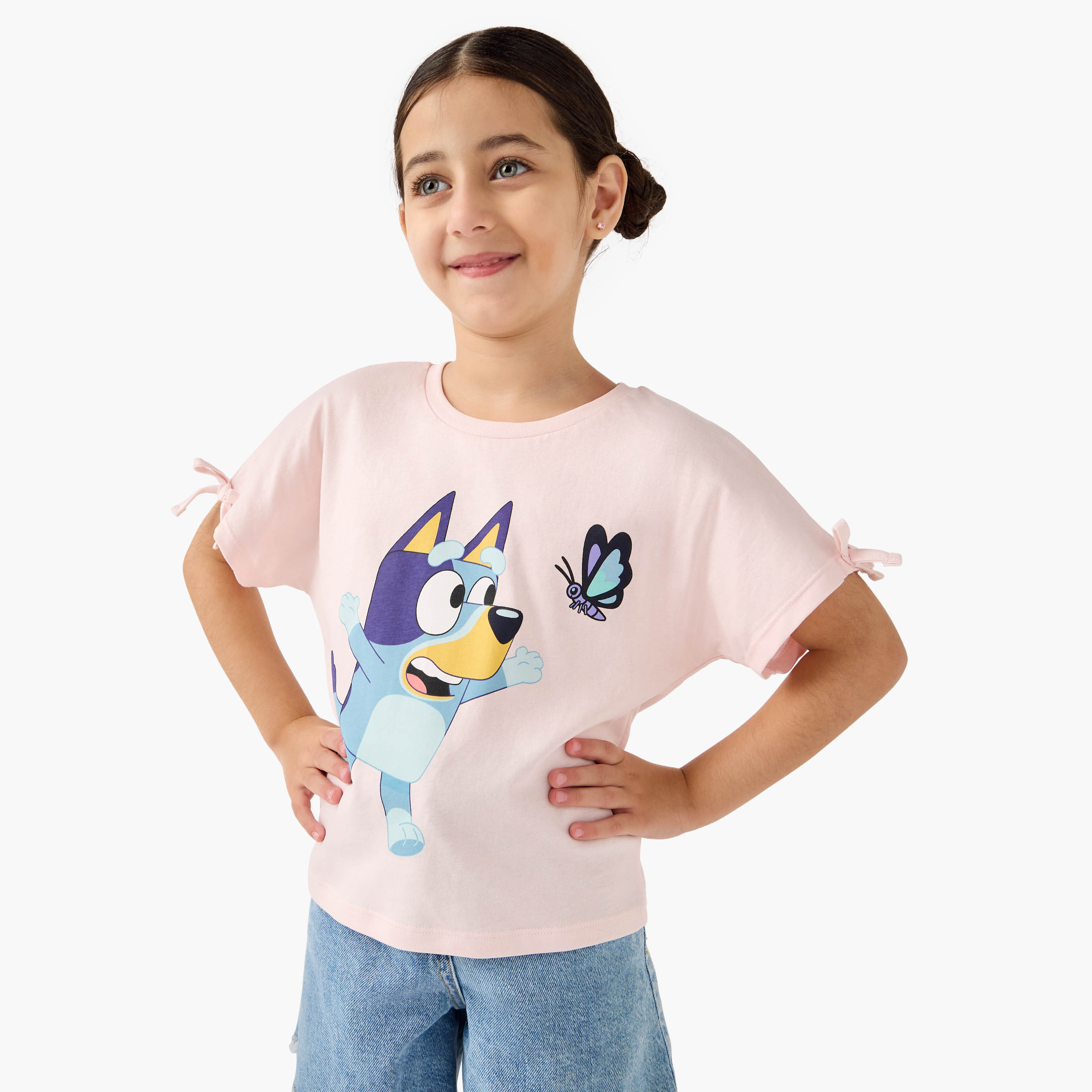 Bluey Print Top with Extended Sleeves-girls-clothing-tshirts-image-1