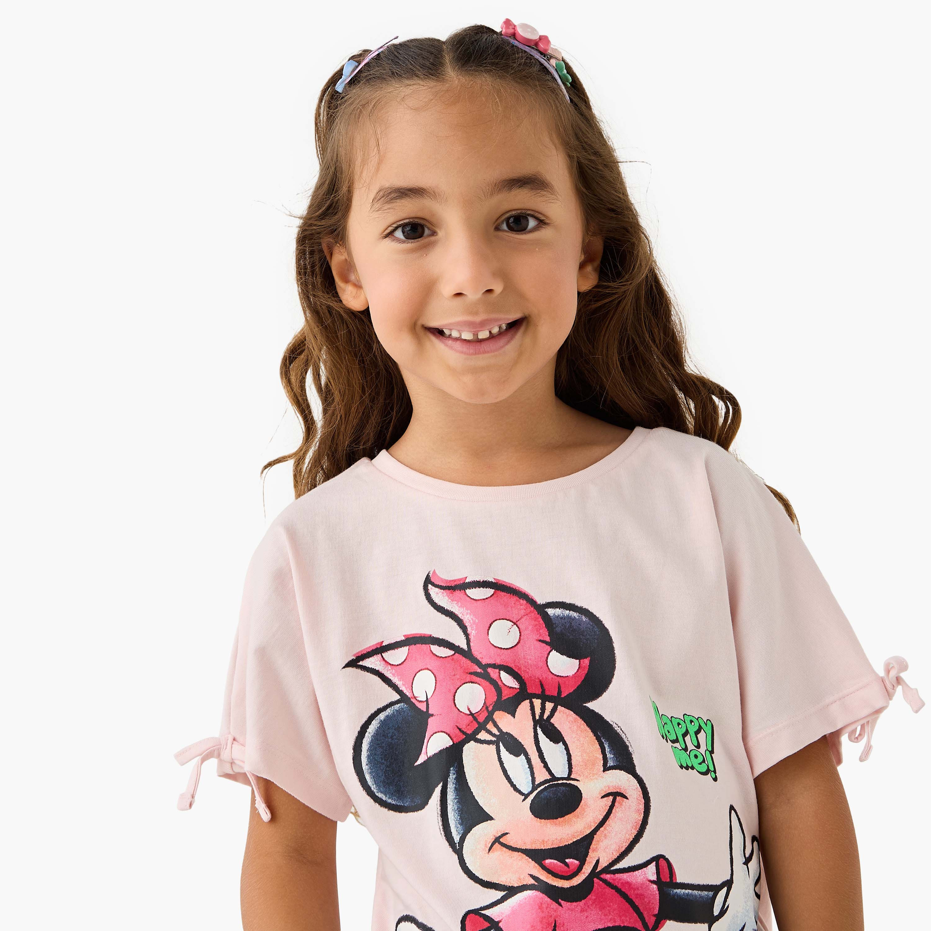 Disney Minnie Mouse Print T-shirt with Crew Neck - Set of 2-girls-clothing-tshirts-image-5
