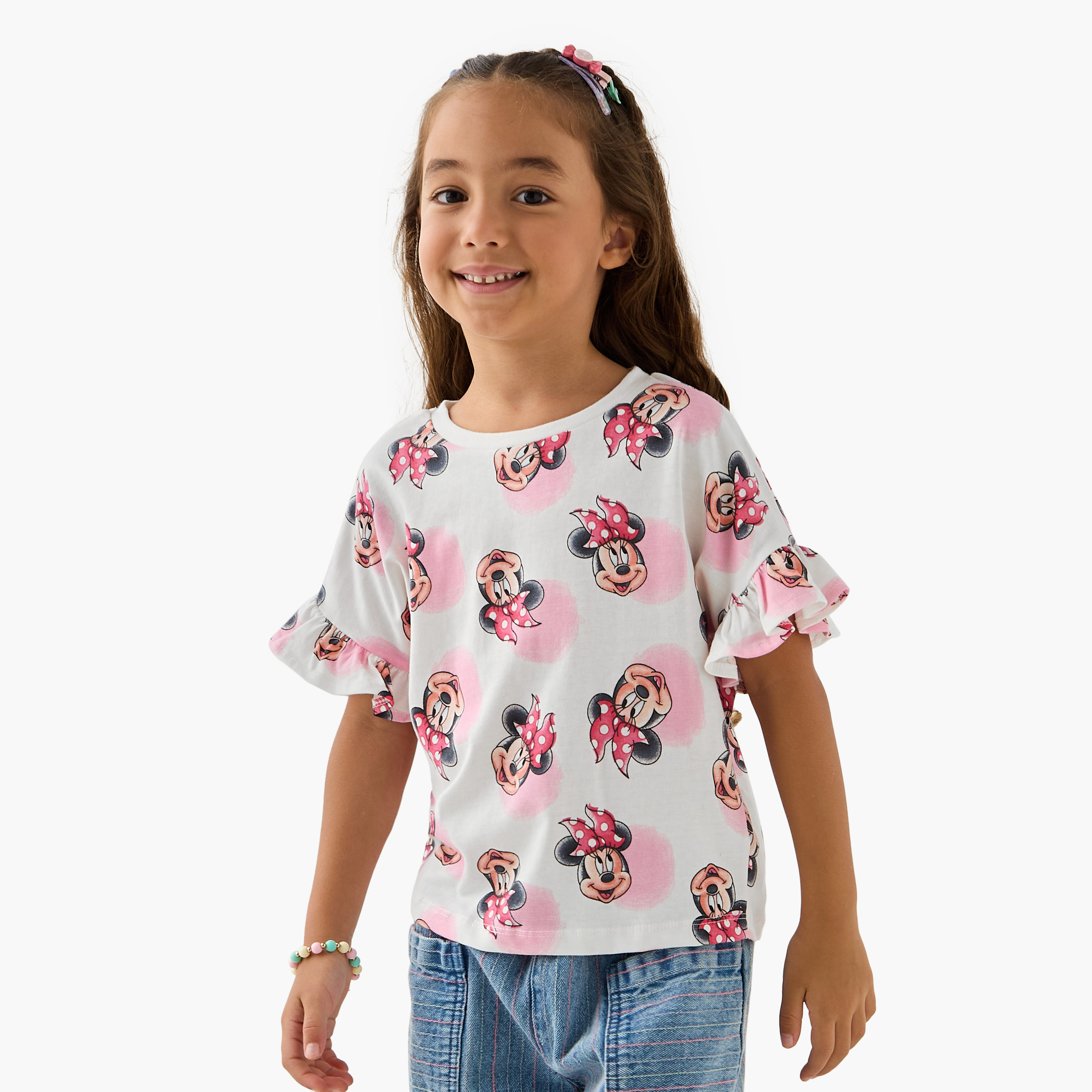 Disney Minnie Mouse Print T-shirt with Crew Neck - Set of 2-girls-clothing-tshirts-image-7