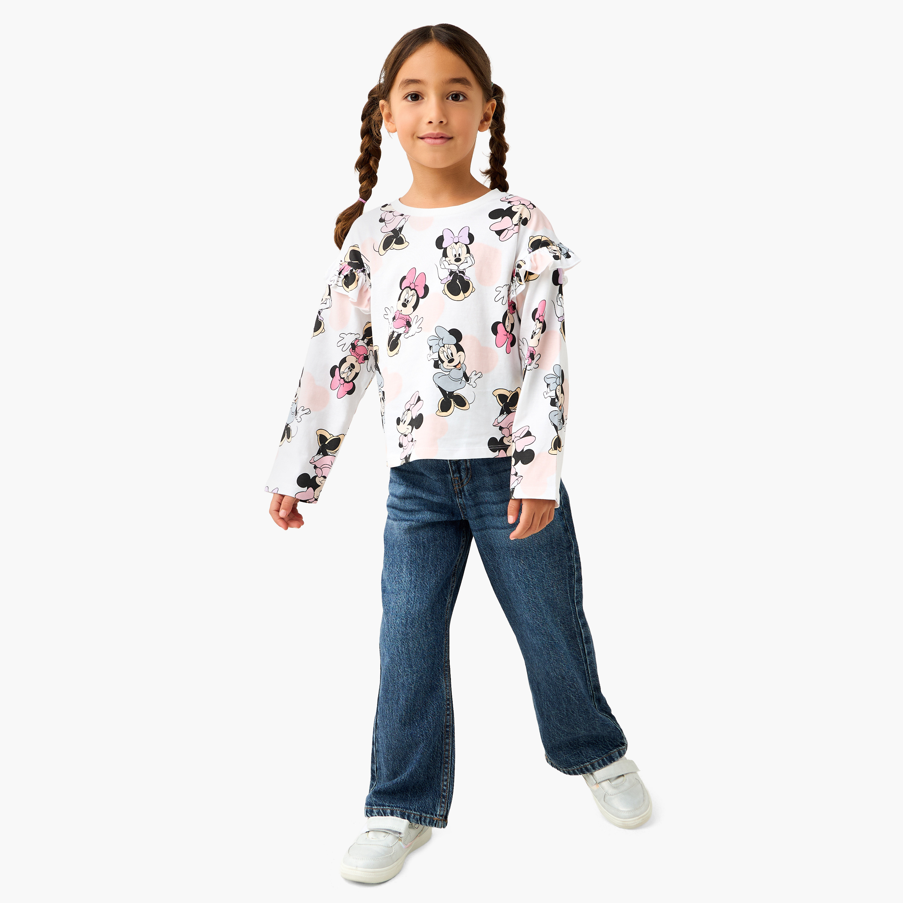 Disney Crew Neck Long Sleeves T-shirt with Minnie Mouse Print-girls-clothing-tshirts-image-2