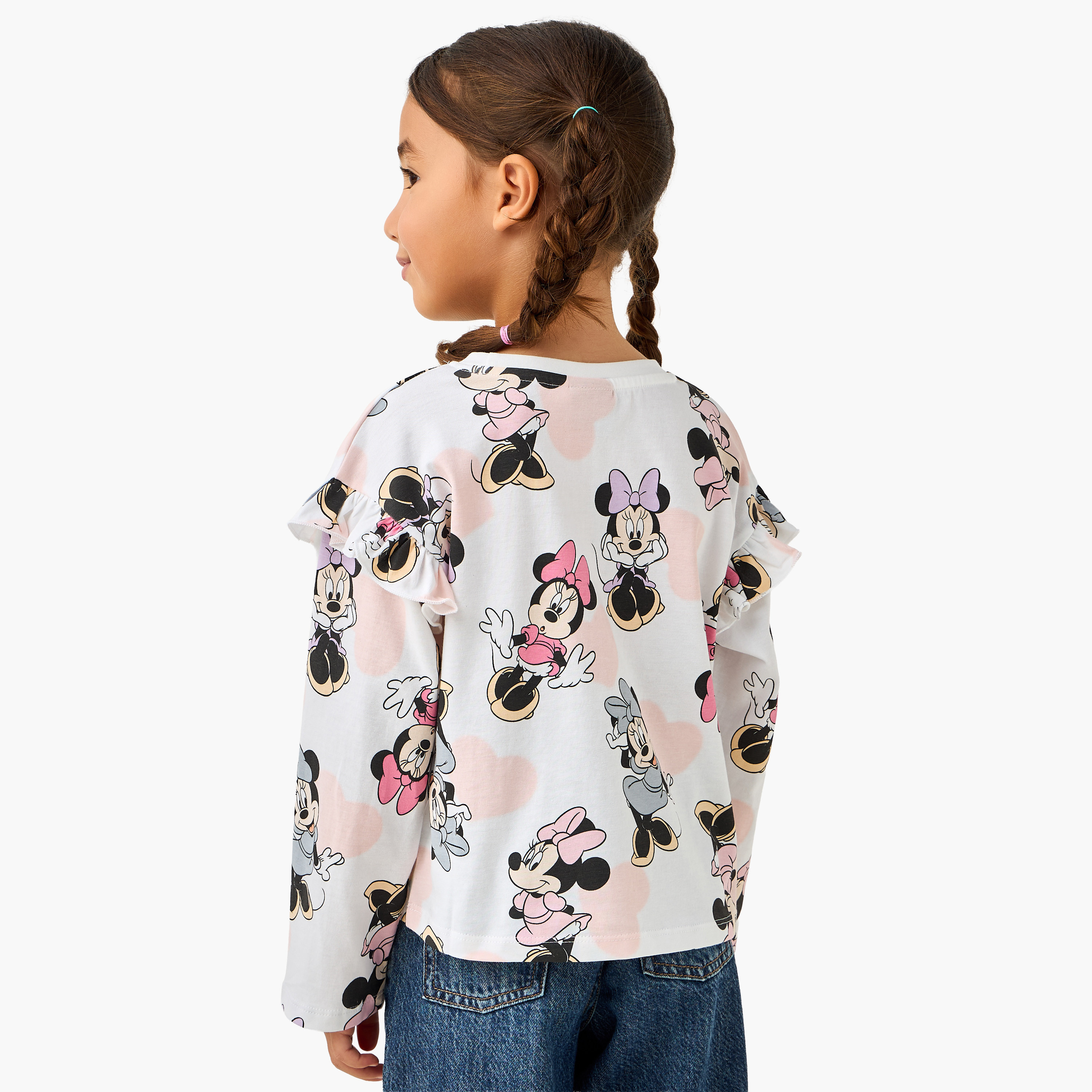 Disney Crew Neck Long Sleeves T-shirt with Minnie Mouse Print-girls-clothing-tshirts-image-3