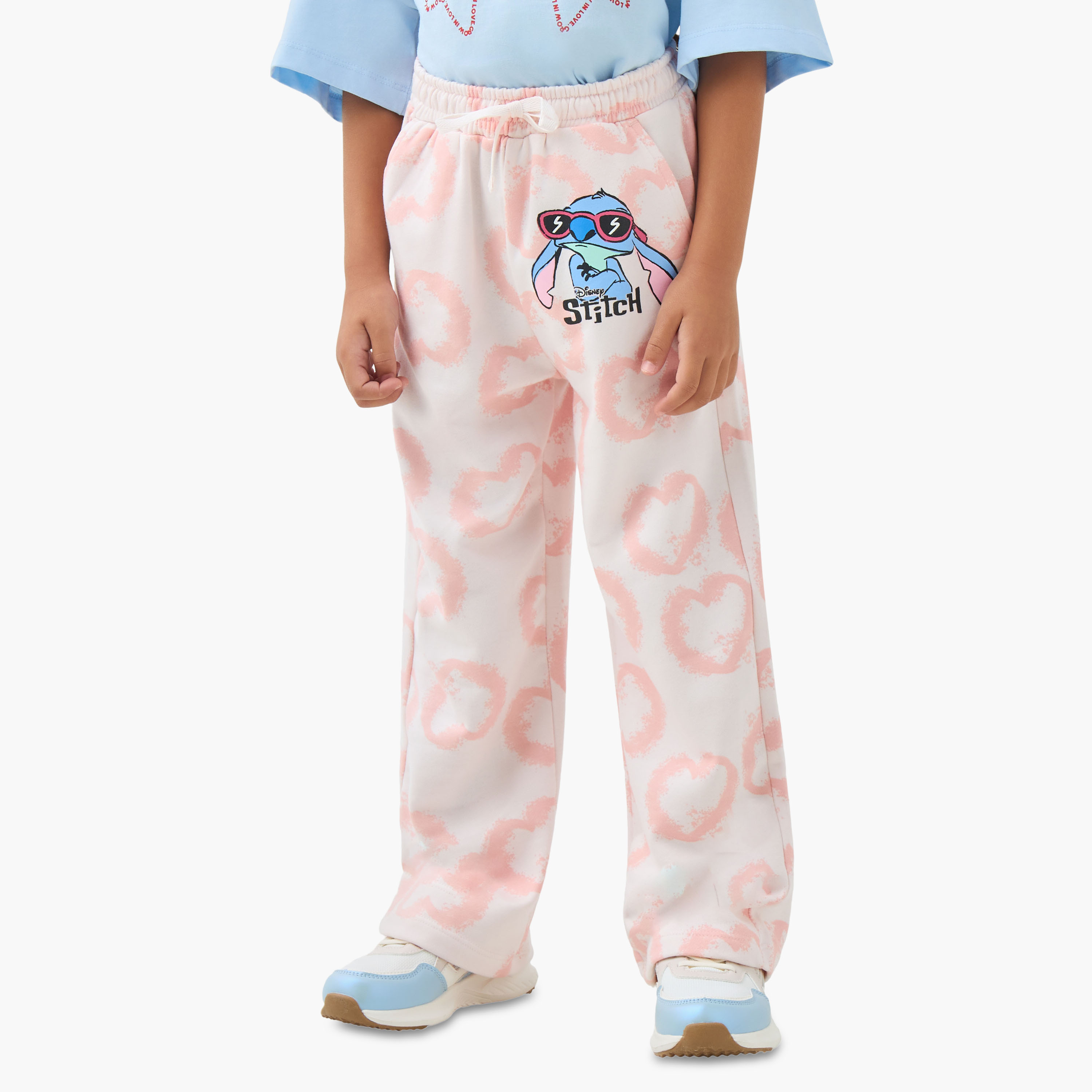 Disney Girls Joggers with Stitch Print - Cotton - Drawstring Waist-baby-girls-clothing-bottoms-joggersandtrackpants-image-1