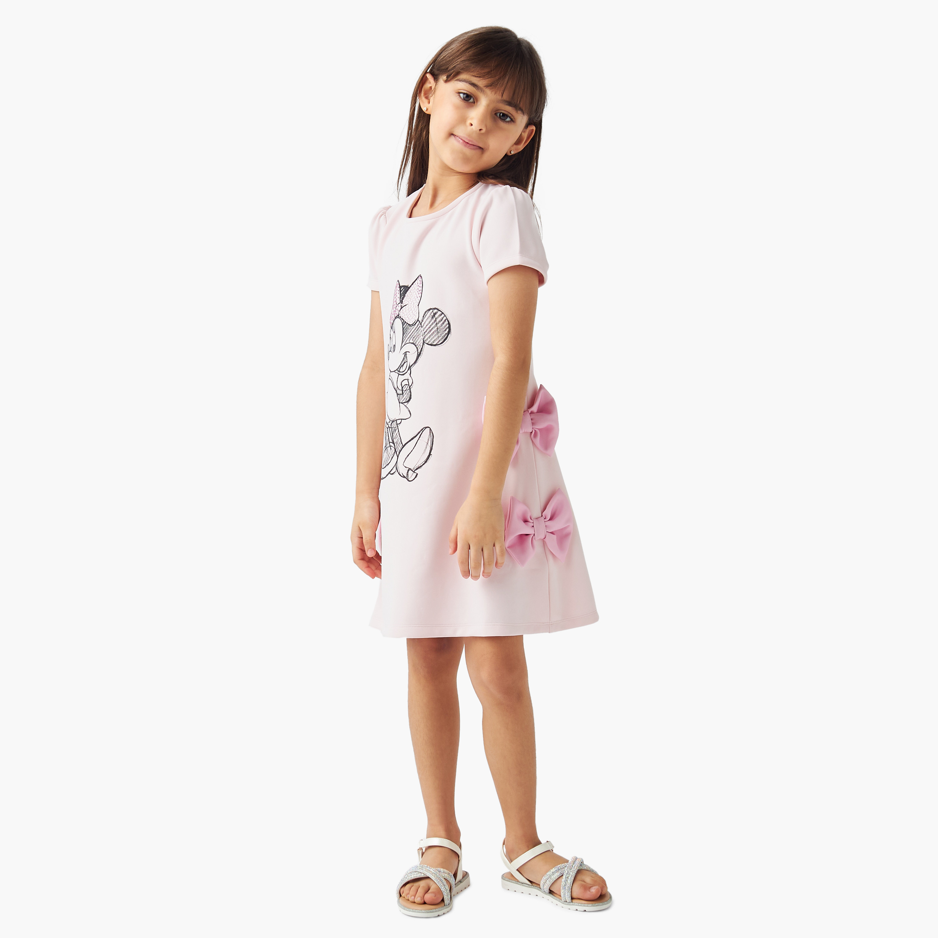 Disney Minnie Mouse Print Dress with Short Sleeves-girls-clothing-dressesandjumpsuits-image-1