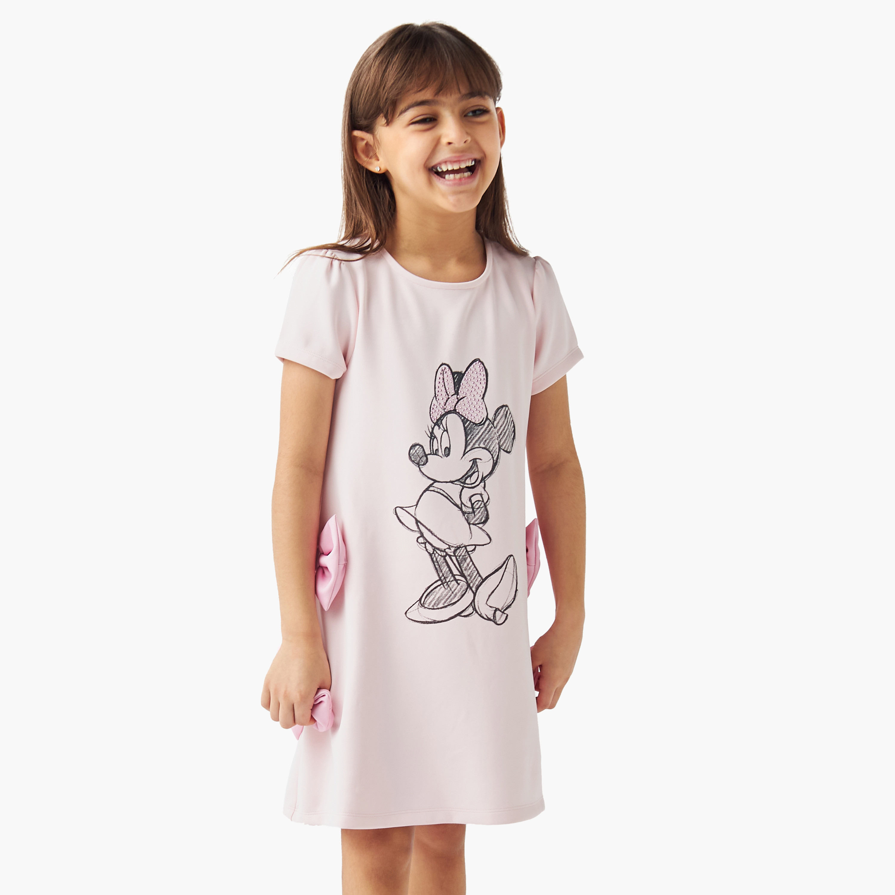 Disney Minnie Mouse Print Dress with Short Sleeves-girls-clothing-dressesandjumpsuits-image-2