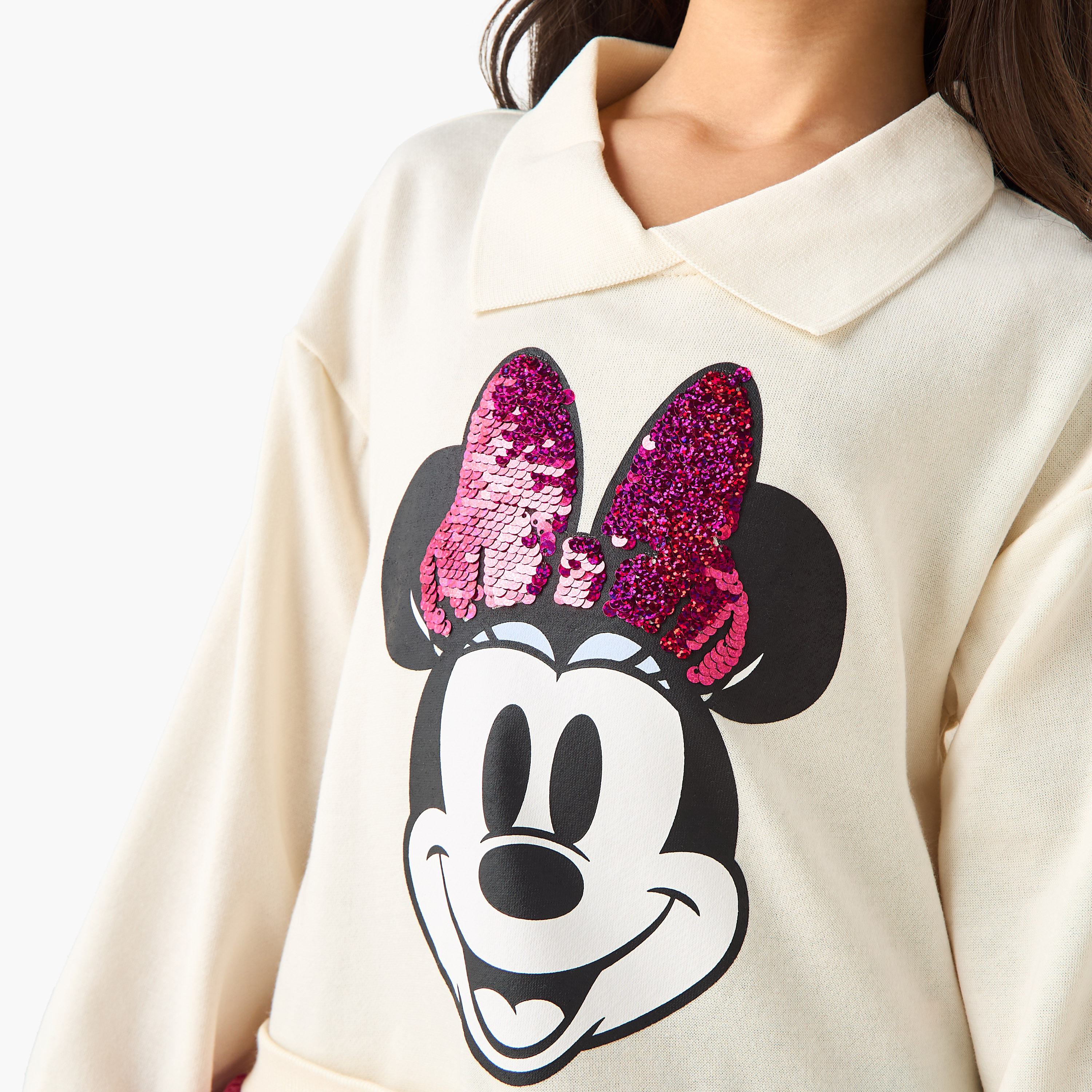 Disney Collared Long Sleeves Knee Length Dress with Minnie Mouse Print-girls-clothing-dressesandjumpsuits-image-4
