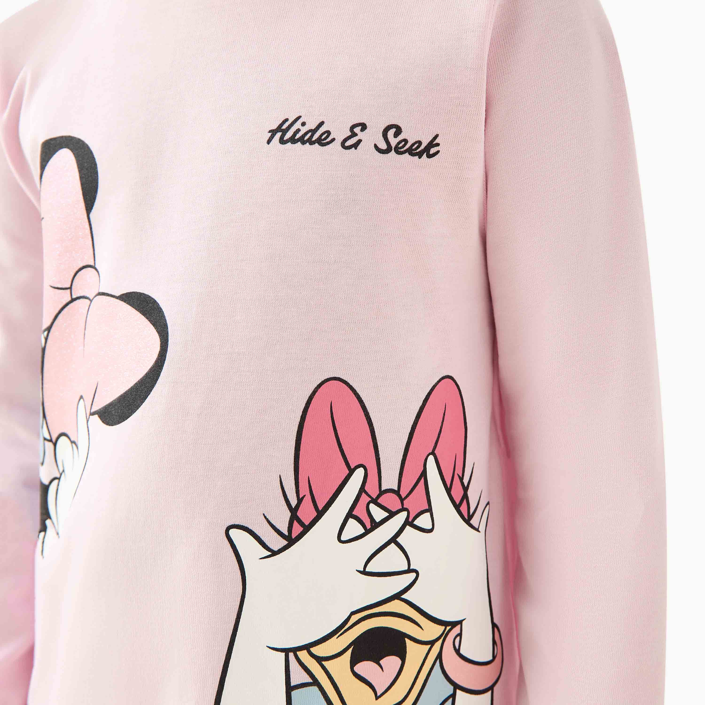 Disney Minnie Mouse and Daisy Duck Print Dress with Long Sleeves-girls-clothing-dressesandjumpsuits-image-4
