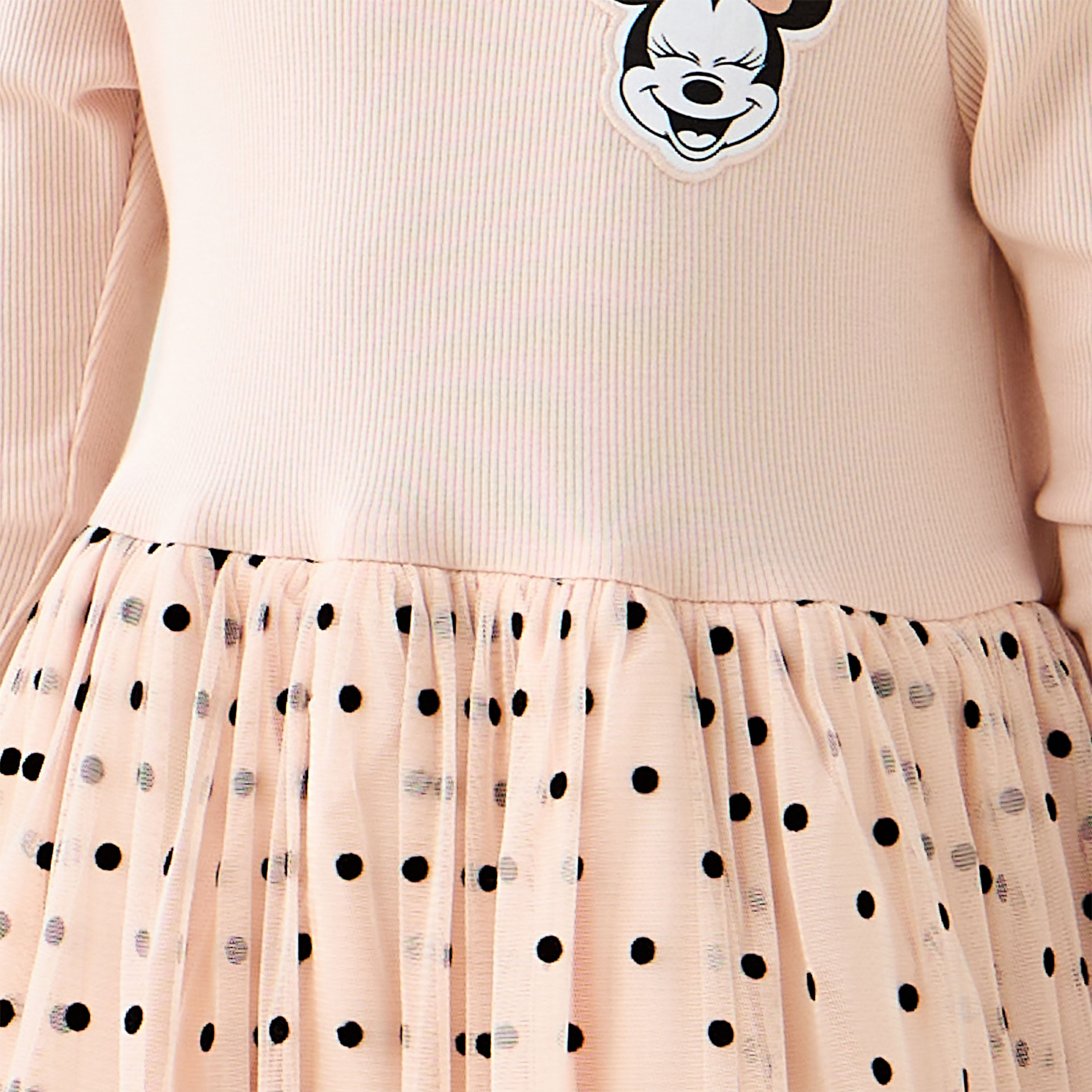 Disney Round Neck Long Sleeves Dress with Minnie Mouse and Polka Dot Print-girls-clothing-dressesandjumpsuits-image-4