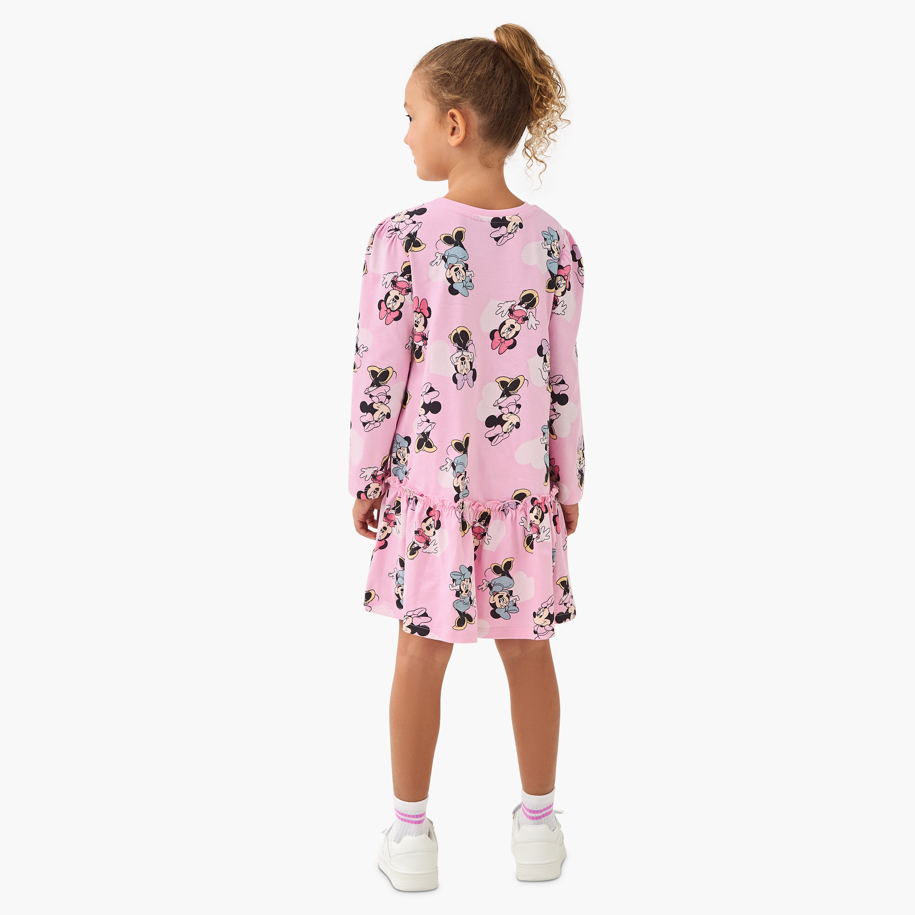Disney Round Neck Long Sleeve Dress with Minnie Mouse Print-girls-clothing-dressesandjumpsuits-image-3