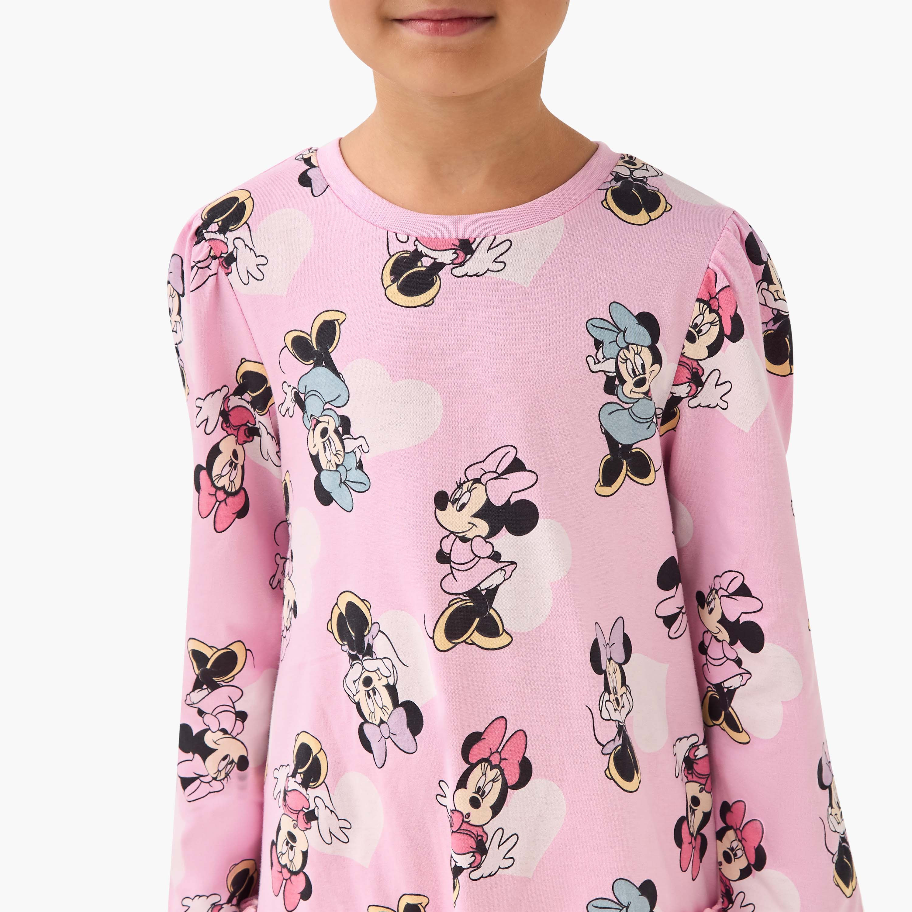 Disney Round Neck Long Sleeve Dress with Minnie Mouse Print-girls-clothing-dressesandjumpsuits-image-4