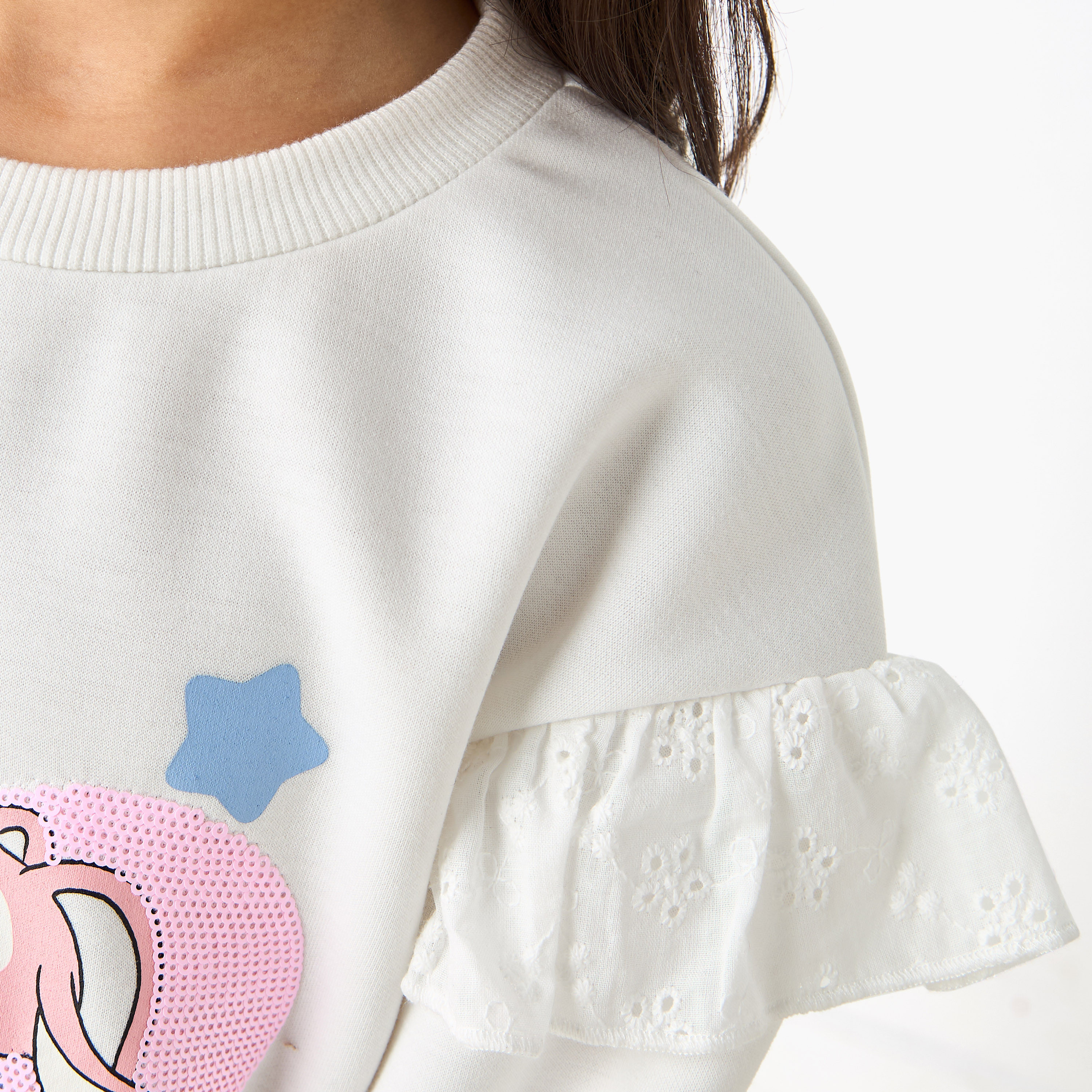 Disney Stitch and Angel Sequinned Sweatshirt with Ruffle Detail Sleeves-baby-girls-clothing-winterwear-sweatshirts-image-5
