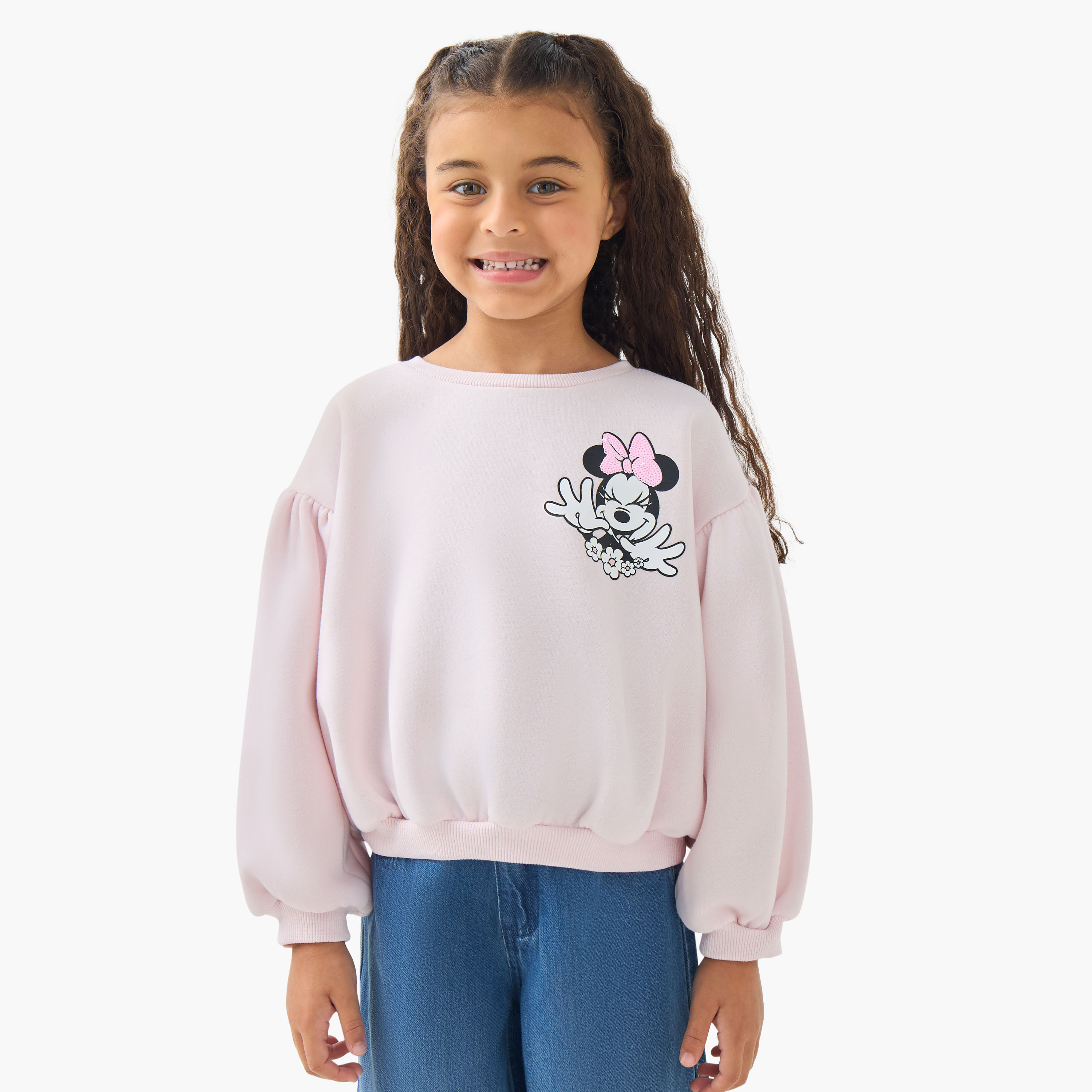 سويت شيرت للبنات بياقة مستديرة بطبعات ميني ماوس - أكمام طويلة من ديزني-baby-girls-clothing-winterwear-sweatshirts-image-6