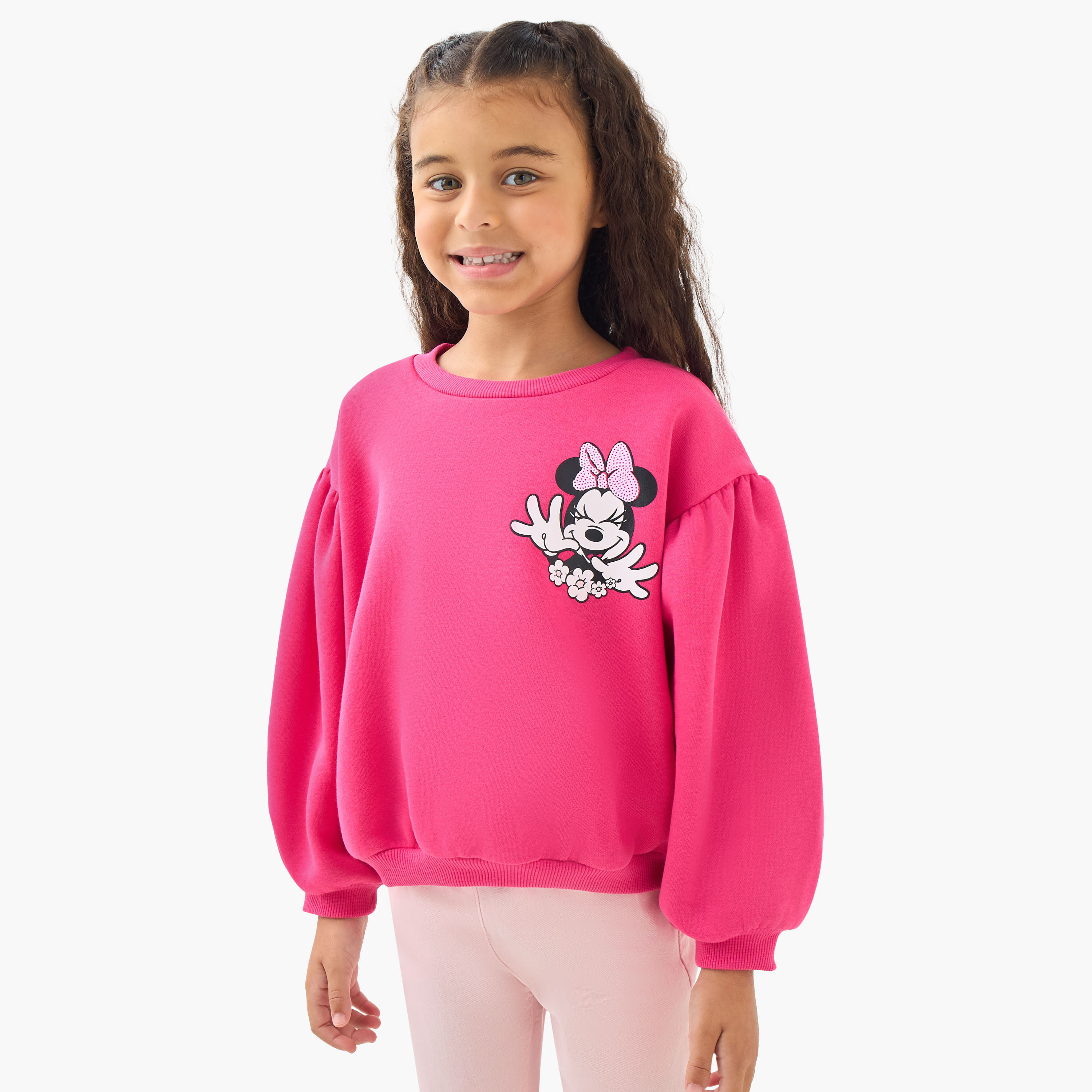 Disney Girls Round Neck Sweatshirt with Minnie Mouse Print - Long Sleeves-girls-clothing-sweatshirts-image-1